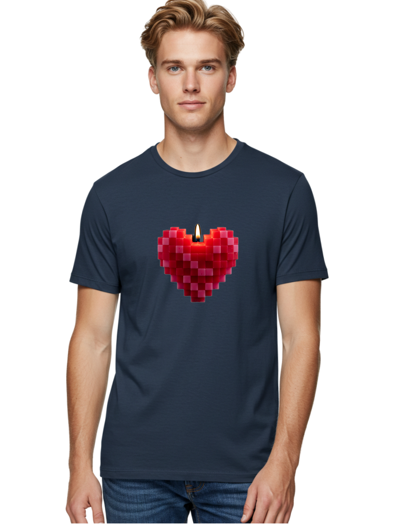 3D-Red-Heart-Candle Men'S Graphic Tee, 100% Cotton, Comfortable Casual Summer Wear, Machine Washable, Vintage Camera, Old Camera, Antique Camera, Black Camera, Classic Photography, Photography Equipment, Nostalgic Device, Film Camera, Bah419