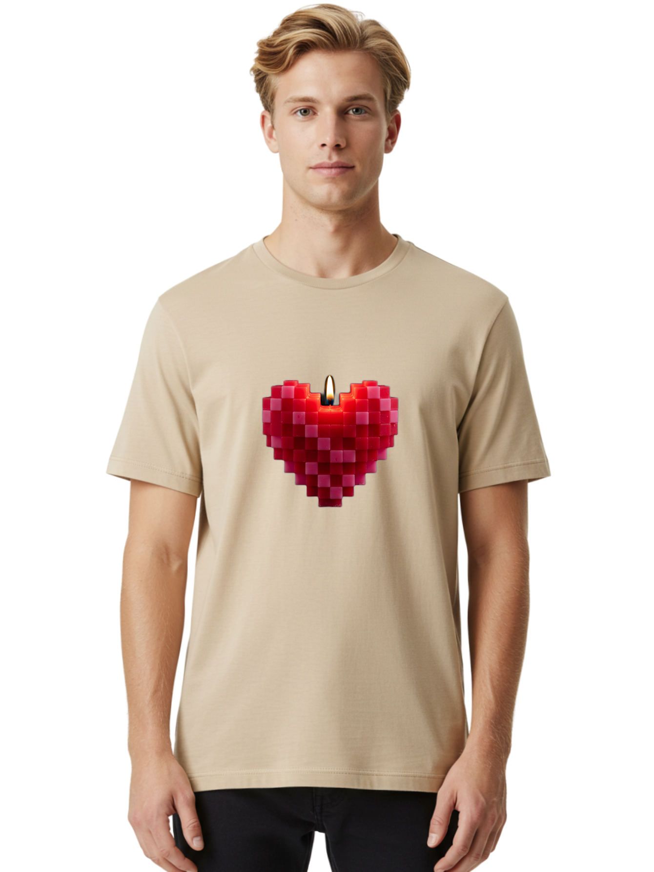 3D-Red-Heart-Candle Men'S Graphic Tee, 100% Cotton, Comfortable Casual Summer Wear, Machine Washable, Vintage Camera, Old Camera, Antique Camera, Black Camera, Classic Photography, Photography Equipment, Nostalgic Device, Film Camera, Bah419