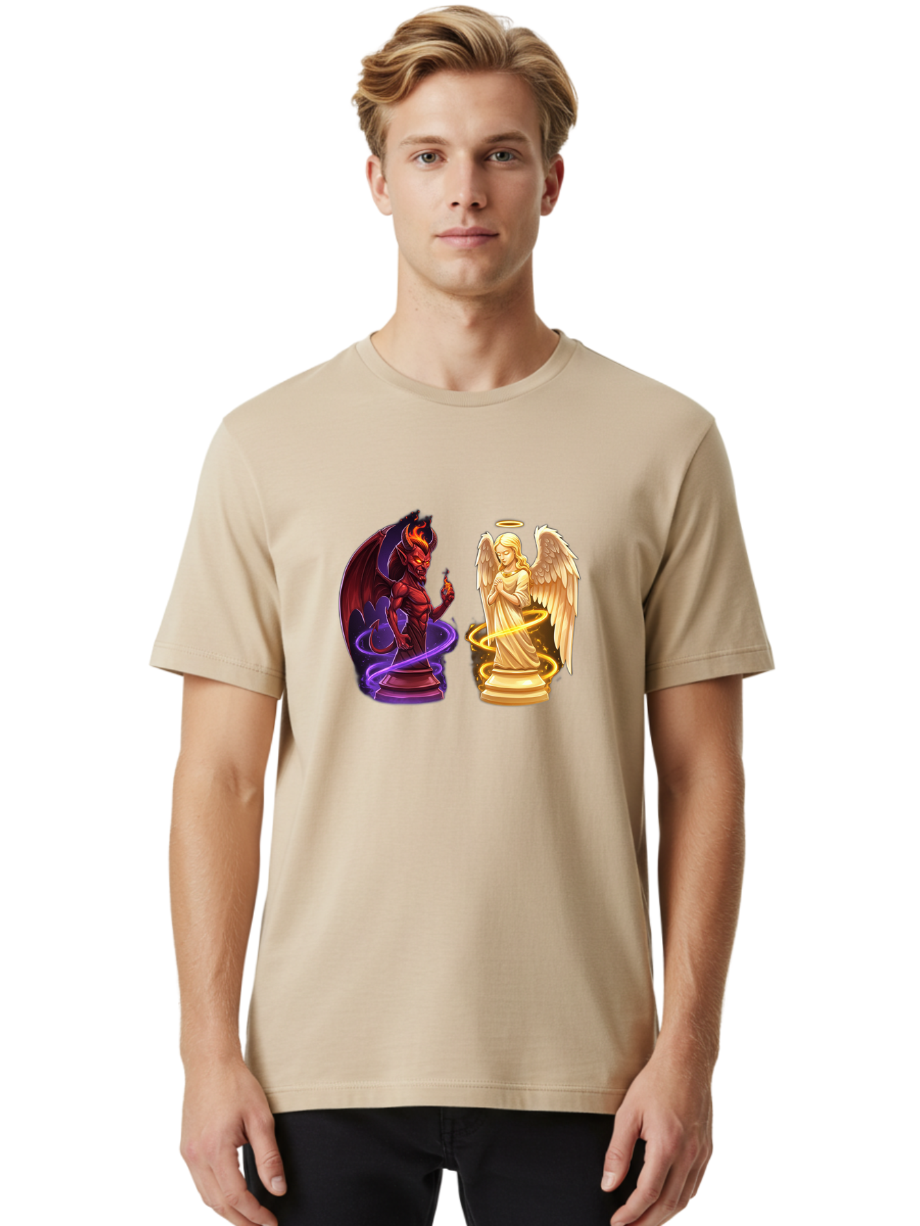 Angel-And-Demon Men'S Graphic Tee, 100% Cotton, Comfortable Casual Summer Wear, Machine Washable, Vintage Camera, Old Camera, Antique Camera, Black Camera, Classic Photography, Photography Equipment, Nostalgic Device, Film Camera, Camera Art Bah423