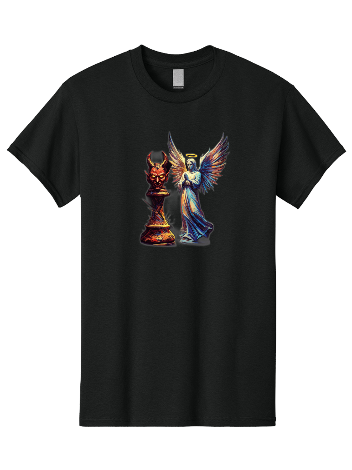 Angel-And-Devil-Chess-Pieces Men'S Graphic Tee, 100% Cotton, Comfortable Casual Summer Wear, Machine Washable, Vintage Camera, Old Camera, Antique Camera, Black Camera, Classic Photography, Photography Equipment, Nostalgic Device, Film Camera, Bah424