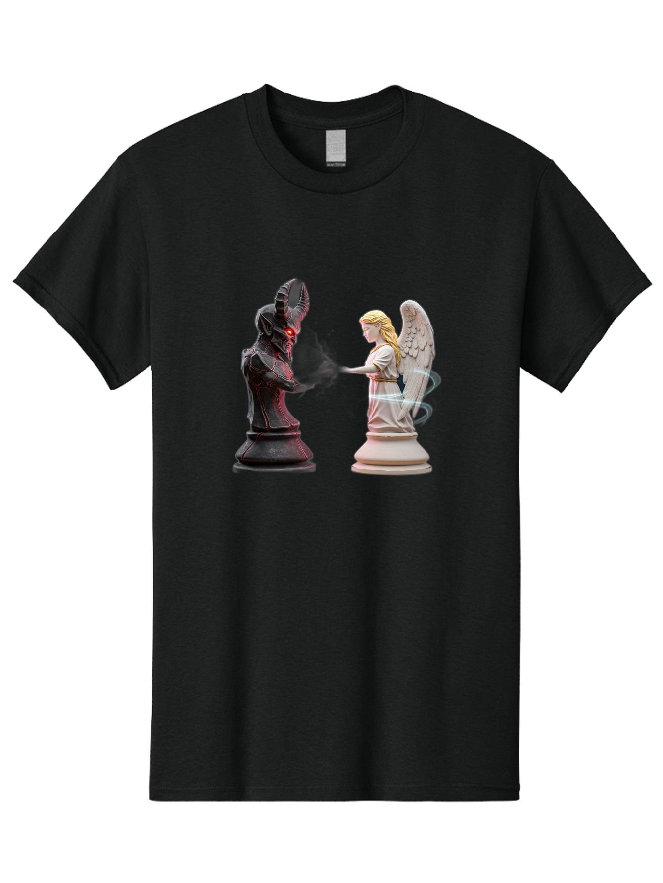 Angel-Vs-Demon-Chess Men'S Graphic Tee, 100% Cotton, Comfortable Casual Summer Wear, Machine Washable, Vintage Camera, Old Camera, Antique Camera, Black Camera, Classic Photography, Photography Equipment, Nostalgic Device, Film Camera, Bah425