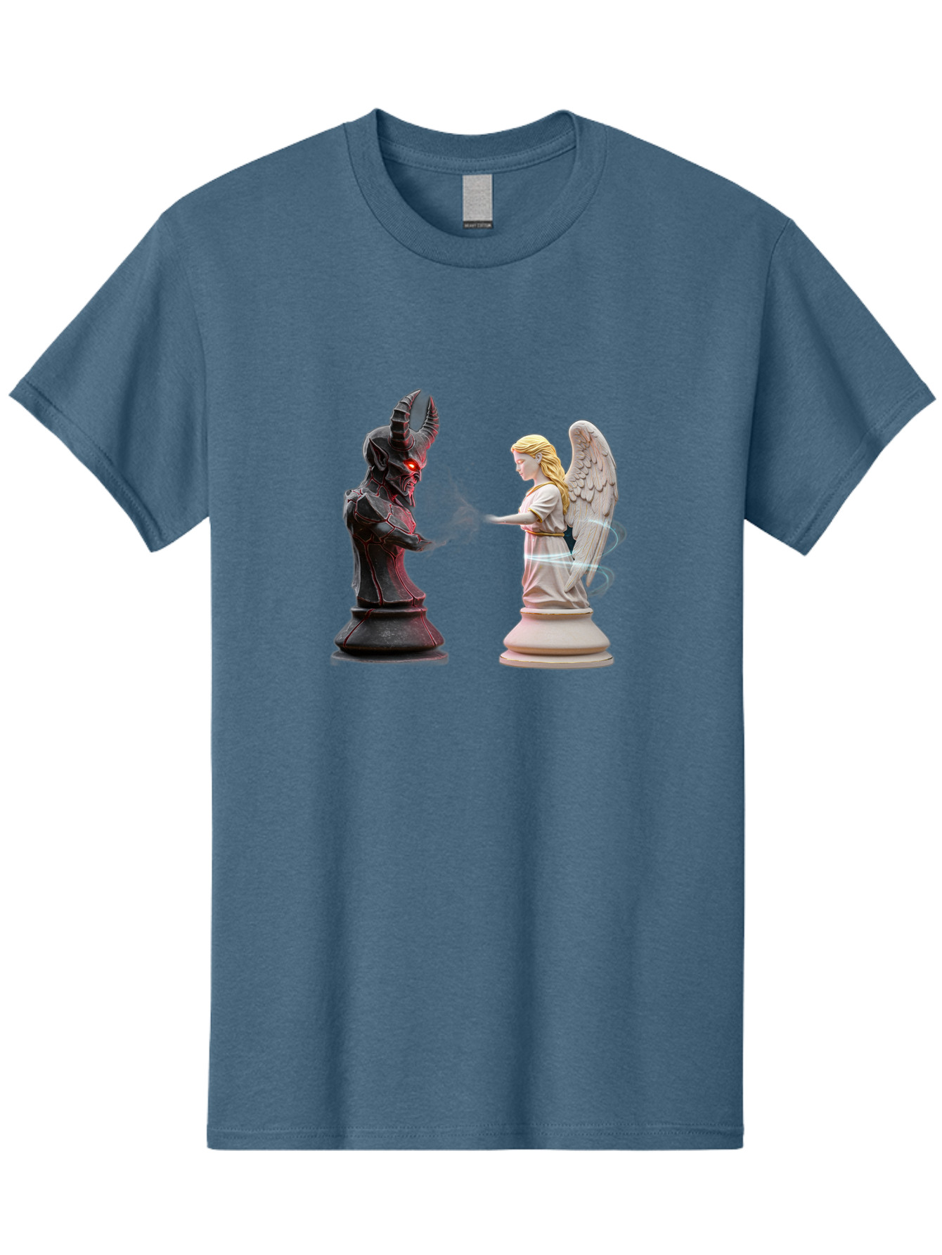 Angel-Vs-Demon-Chess Men'S Graphic Tee, 100% Cotton, Comfortable Casual Summer Wear, Machine Washable, Vintage Camera, Old Camera, Antique Camera, Black Camera, Classic Photography, Photography Equipment, Nostalgic Device, Film Camera, Bah425