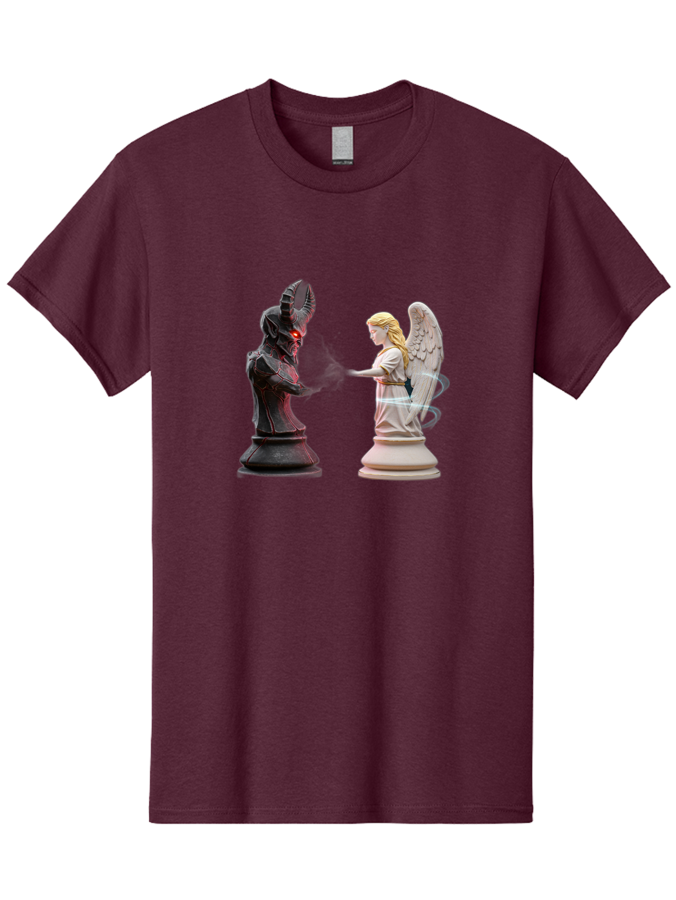 Angel-Vs-Demon-Chess Men'S Graphic Tee, 100% Cotton, Comfortable Casual Summer Wear, Machine Washable, Vintage Camera, Old Camera, Antique Camera, Black Camera, Classic Photography, Photography Equipment, Nostalgic Device, Film Camera, Bah425