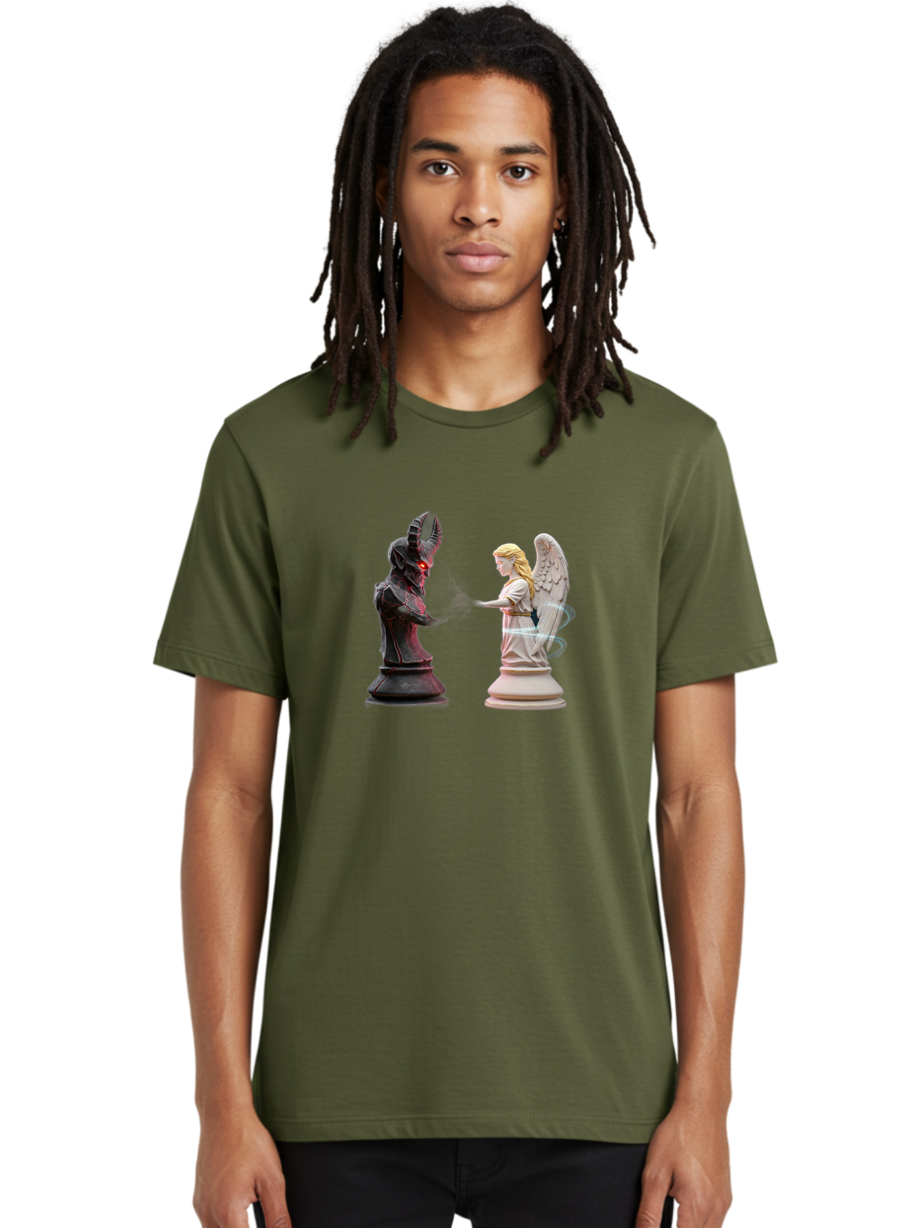 Angel-Vs-Demon-Chess Men'S Graphic Tee, 100% Cotton, Comfortable Casual Summer Wear, Machine Washable, Vintage Camera, Old Camera, Antique Camera, Black Camera, Classic Photography, Photography Equipment, Nostalgic Device, Film Camera, Bah425