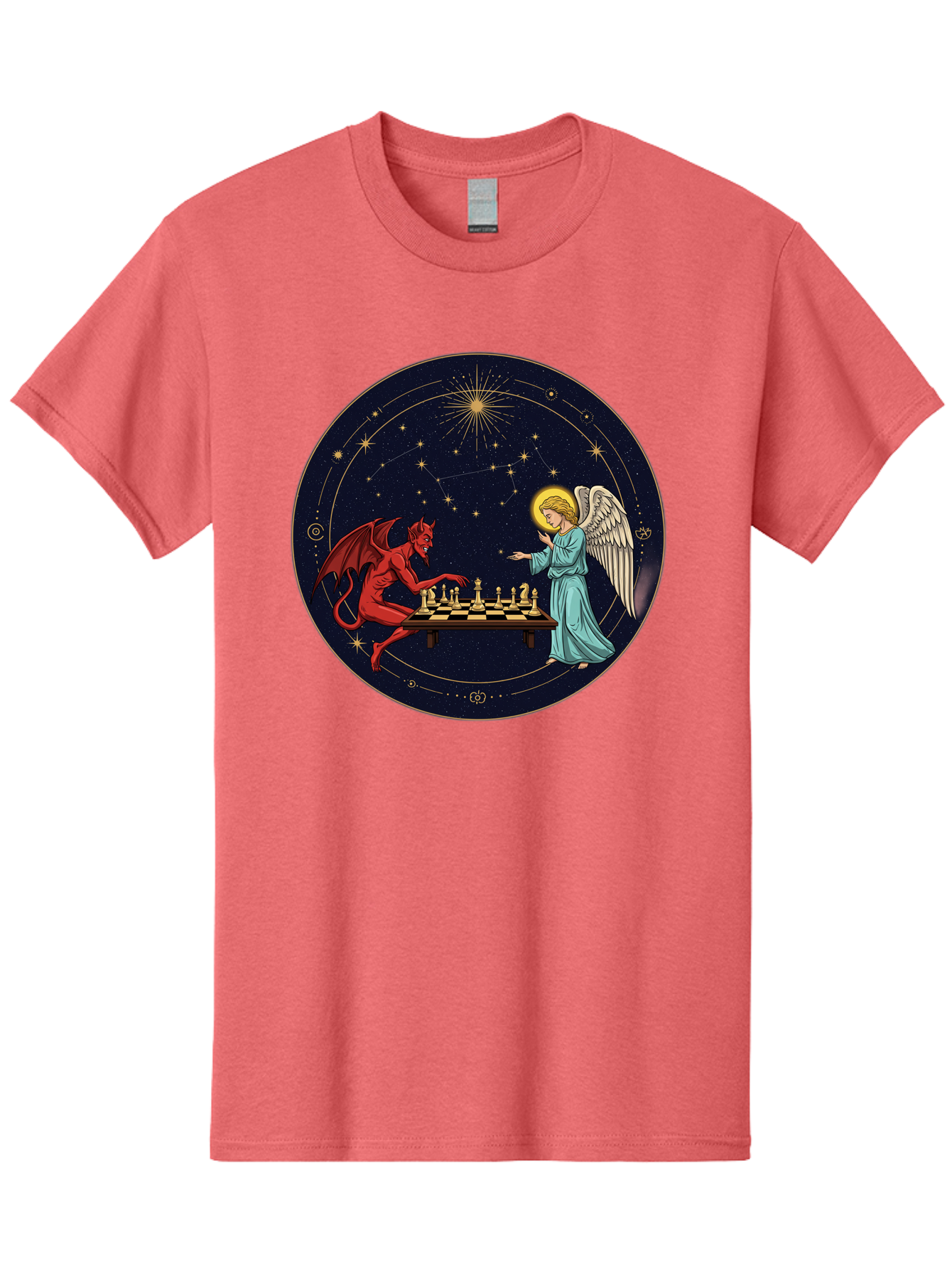 Angel-Vs-Devil-Chess Men'S Graphic Tee, 100% Cotton, Comfortable Casual Summer Wear, Machine Washable, Vintage Camera, Old Camera, Antique Camera, Black Camera, Classic Photography, Photography Equipment, Nostalgic Device, Film Camera, Bah429