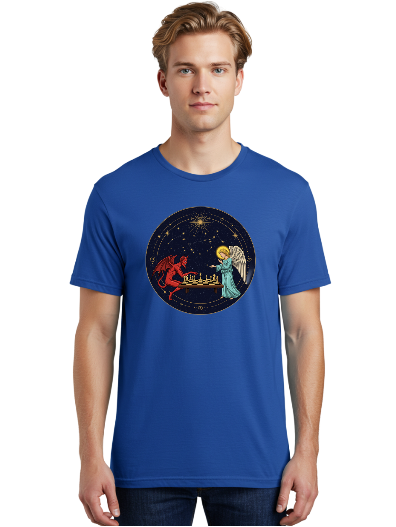 Angel-Vs-Devil-Chess Men'S Graphic Tee, 100% Cotton, Comfortable Casual Summer Wear, Machine Washable, Vintage Camera, Old Camera, Antique Camera, Black Camera, Classic Photography, Photography Equipment, Nostalgic Device, Film Camera, Bah429