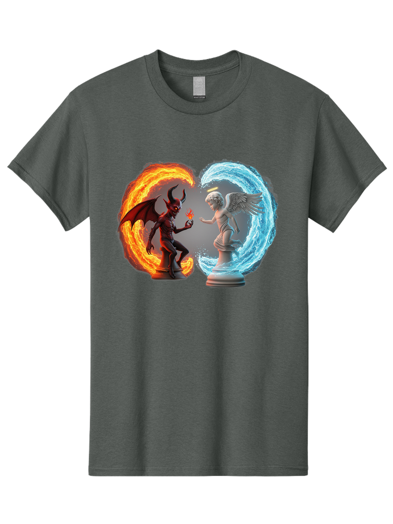 Angel-Vs-Devil Men'S Graphic Tee, 100% Cotton, Comfortable Casual Summer Wear, Machine Washable, Vintage Camera, Old Camera, Antique Camera, Black Camera, Classic Photography, Photography Equipment, Nostalgic Device, Film Camera, Camera Art Bah430