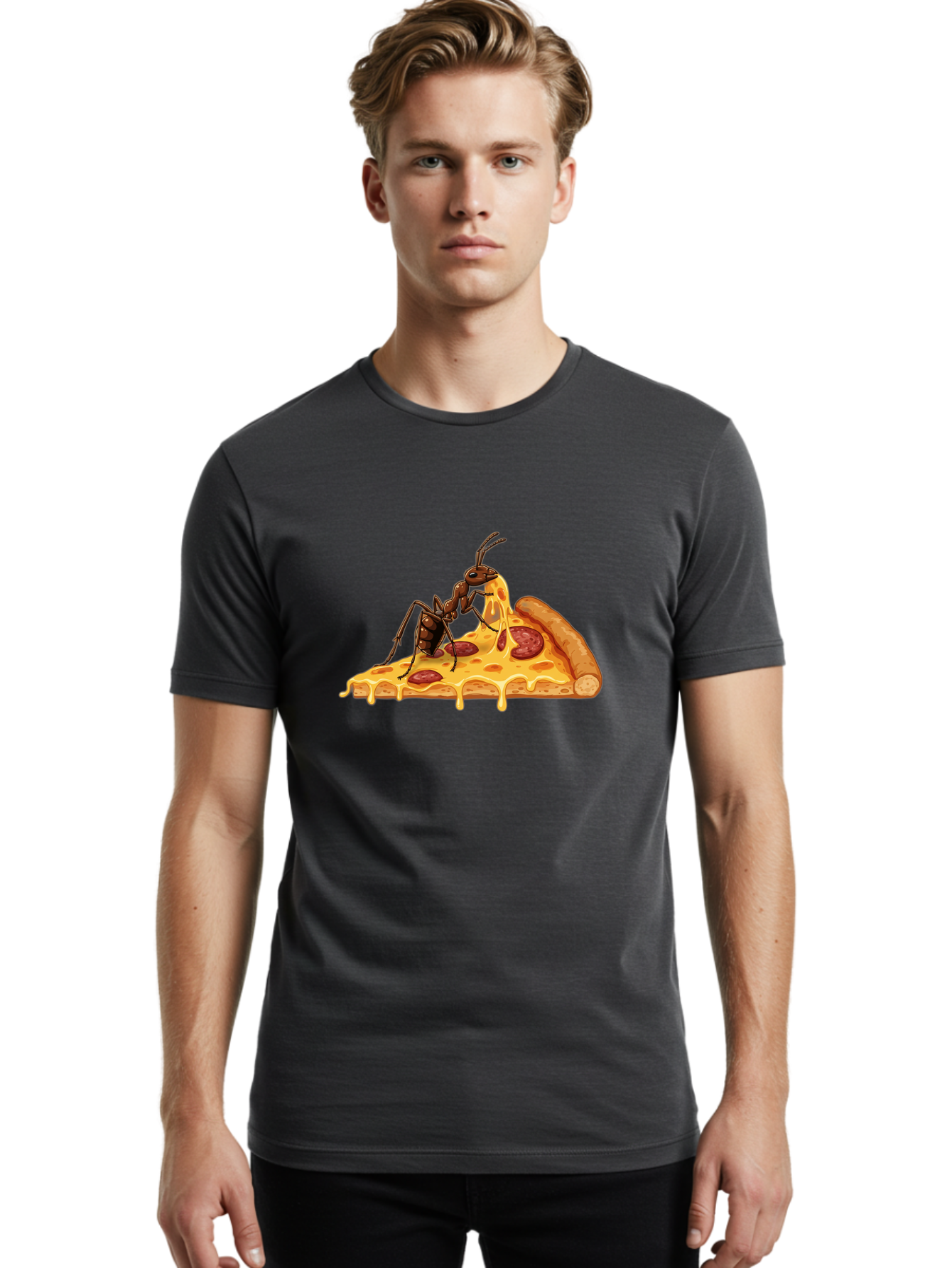 Ant-Eating-Pizza Men'S Graphic Tee, 100% Cotton, Comfortable Casual Summer Wear, Machine Washable, Vintage Camera, Old Camera, Antique Camera, Black Camera, Classic Photography, Photography Equipment, Nostalgic Device, Film Camera, Camera Art Bah444