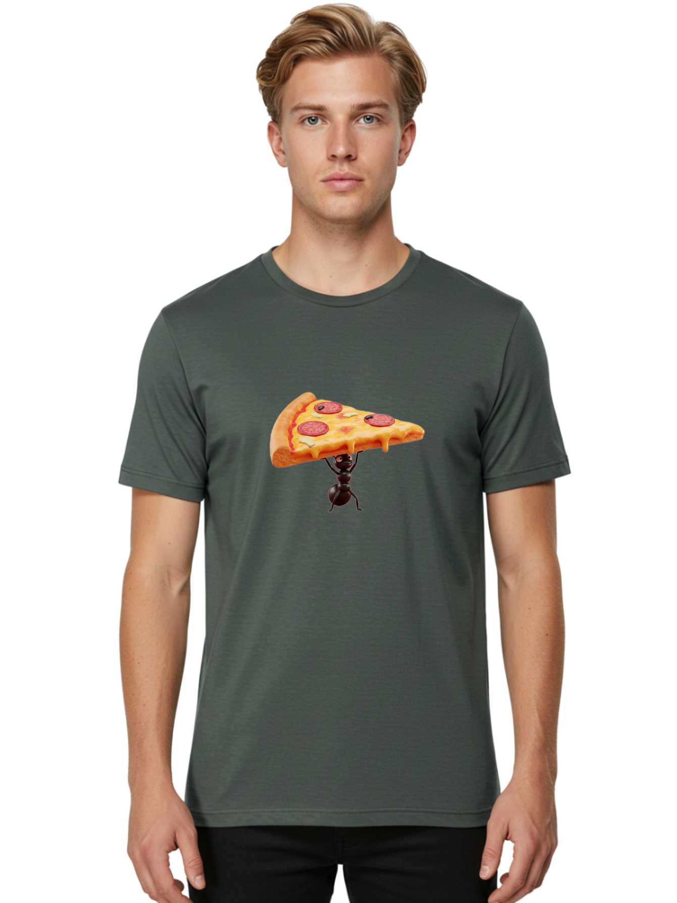 Ant-Lifting-Pizza-Slice Men'S Graphic Tee, 100% Cotton, Comfortable Casual Summer Wear, Machine Washable, Vintage Camera, Old Camera, Antique Camera, Black Camera, Classic Photography, Photography Equipment, Nostalgic Device, Film Camera, Bah447