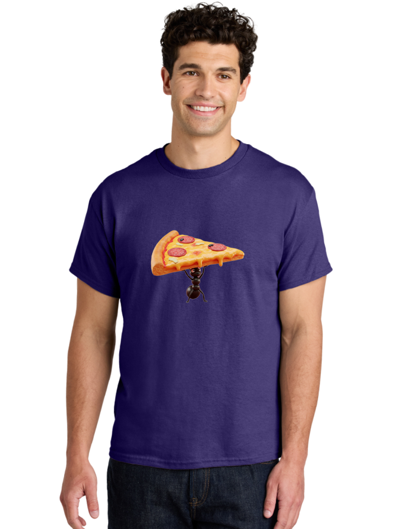 Ant-Lifting-Pizza-Slice Men'S Graphic Tee, 100% Cotton, Comfortable Casual Summer Wear, Machine Washable, Vintage Camera, Old Camera, Antique Camera, Black Camera, Classic Photography, Photography Equipment, Nostalgic Device, Film Camera, Bah447