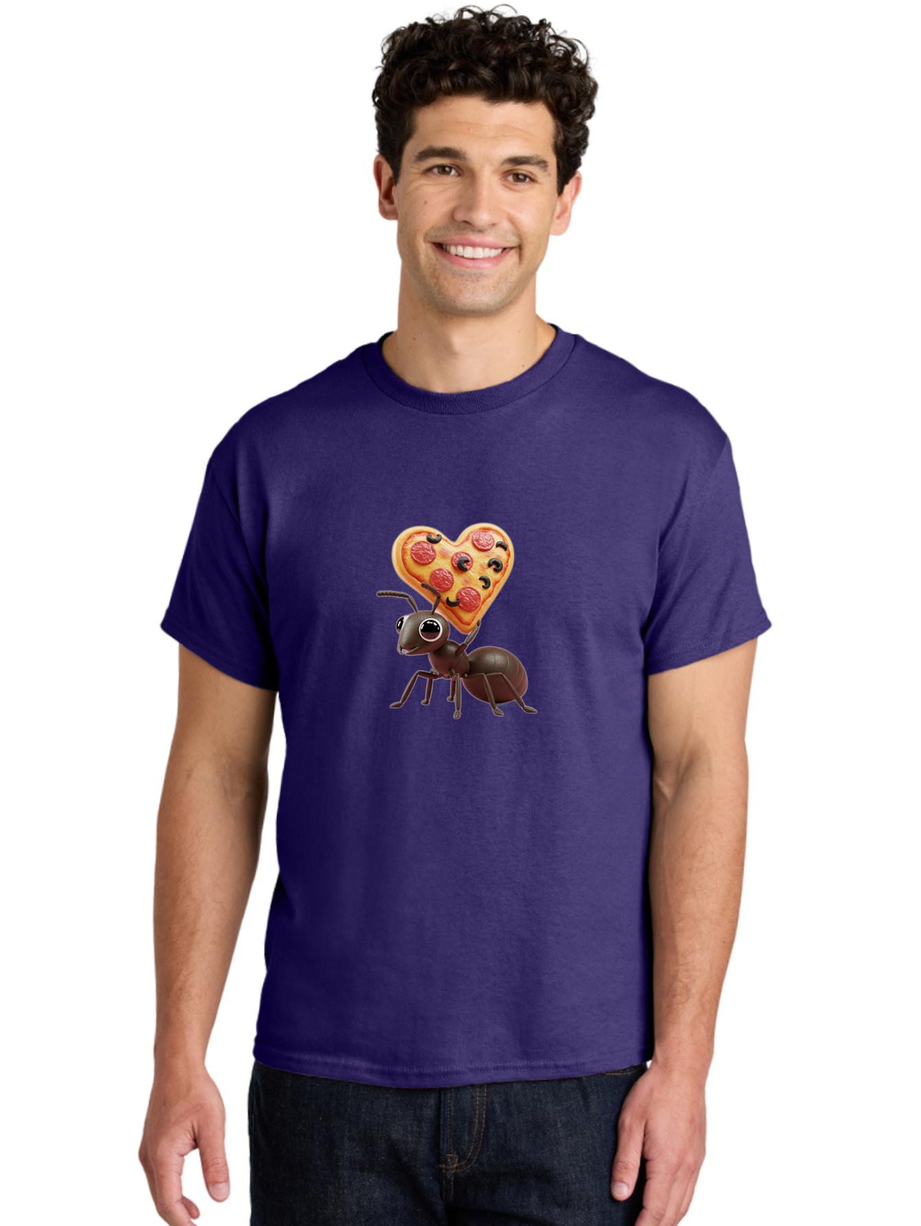 Ant-With-Heart-Shaped-Pizza Men'S Graphic Tee, 100% Cotton, Comfortable Casual Summer Wear, Machine Washable, Vintage Camera, Old Camera, Antique Camera, Black Camera, Classic Photography, Photography Equipment, Nostalgic Device, Film Camera, Bah449