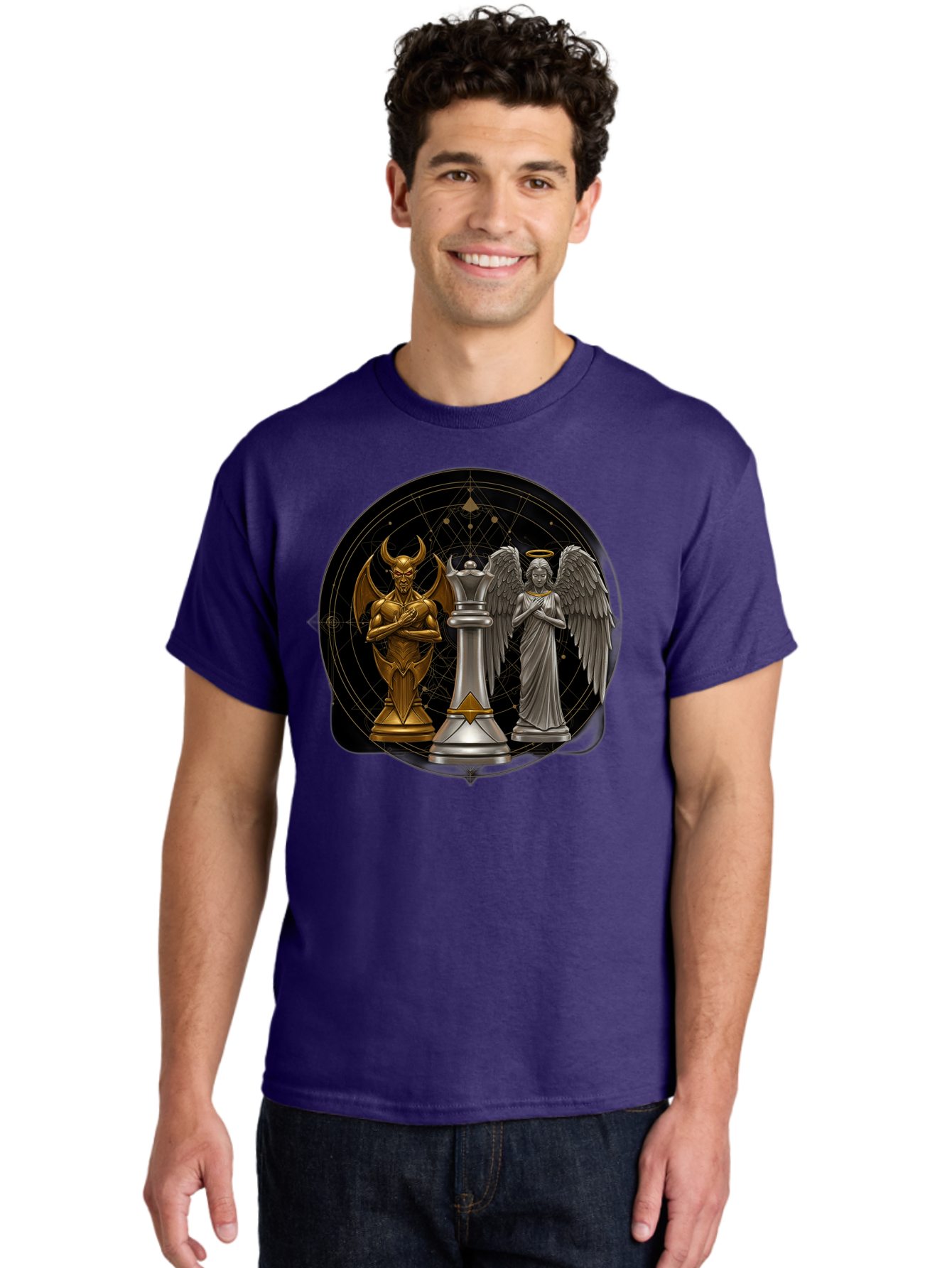 Baphomet-Angel-Queen Men'S Graphic Tee, 100% Cotton, Comfortable Casual Summer Wear, Machine Washable, Vintage Camera, Old Camera, Antique Camera, Black Camera, Classic Photography, Photography Equipment, Nostalgic Device, Film Camera, Bah550