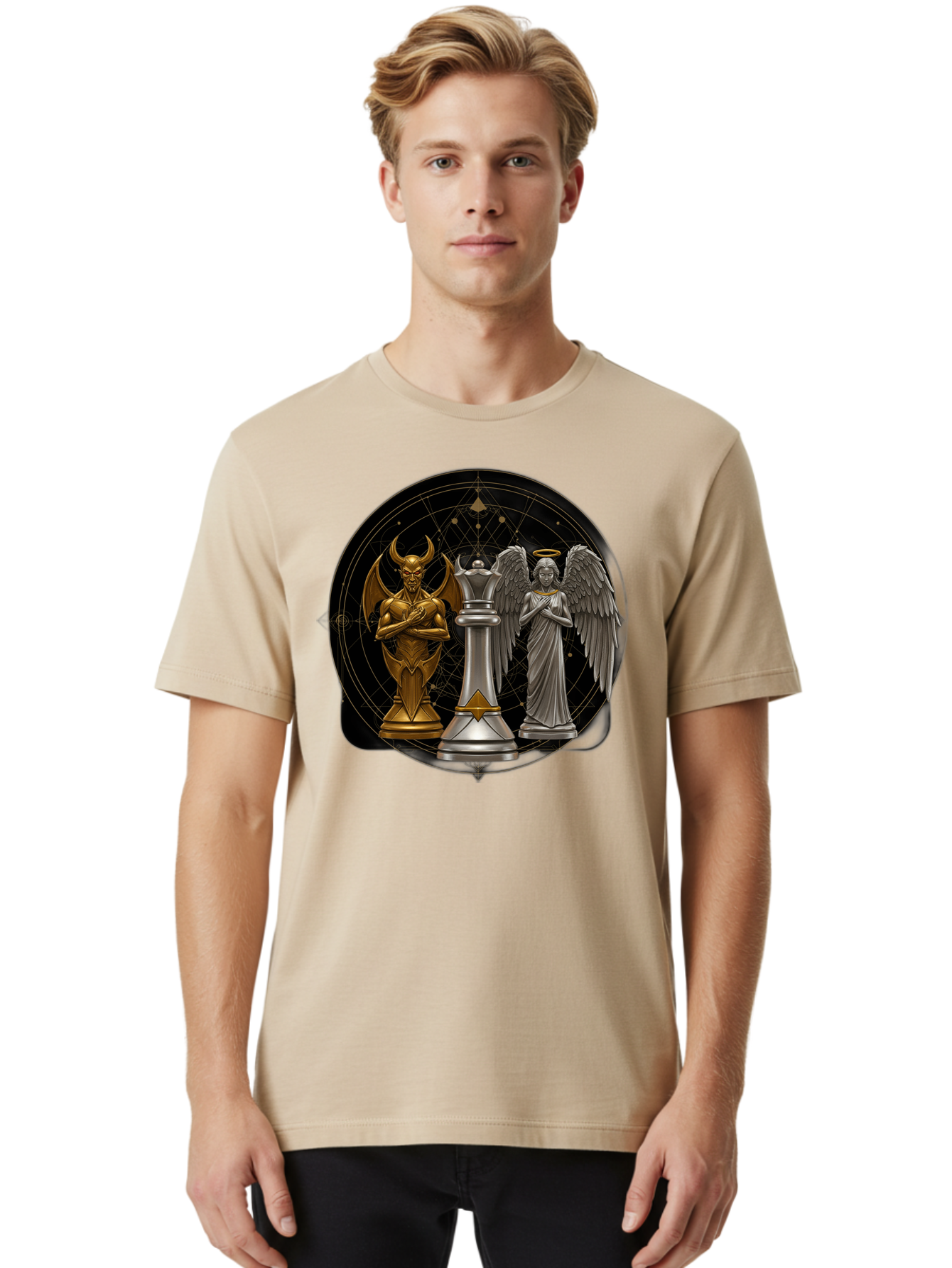 Baphomet-Angel-Queen Men'S Graphic Tee, 100% Cotton, Comfortable Casual Summer Wear, Machine Washable, Vintage Camera, Old Camera, Antique Camera, Black Camera, Classic Photography, Photography Equipment, Nostalgic Device, Film Camera, Bah550