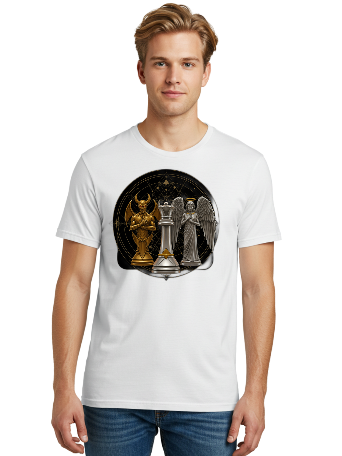 Baphomet-Angel-Queen Men'S Graphic Tee, 100% Cotton, Comfortable Casual Summer Wear, Machine Washable, Vintage Camera, Old Camera, Antique Camera, Black Camera, Classic Photography, Photography Equipment, Nostalgic Device, Film Camera, Bah550