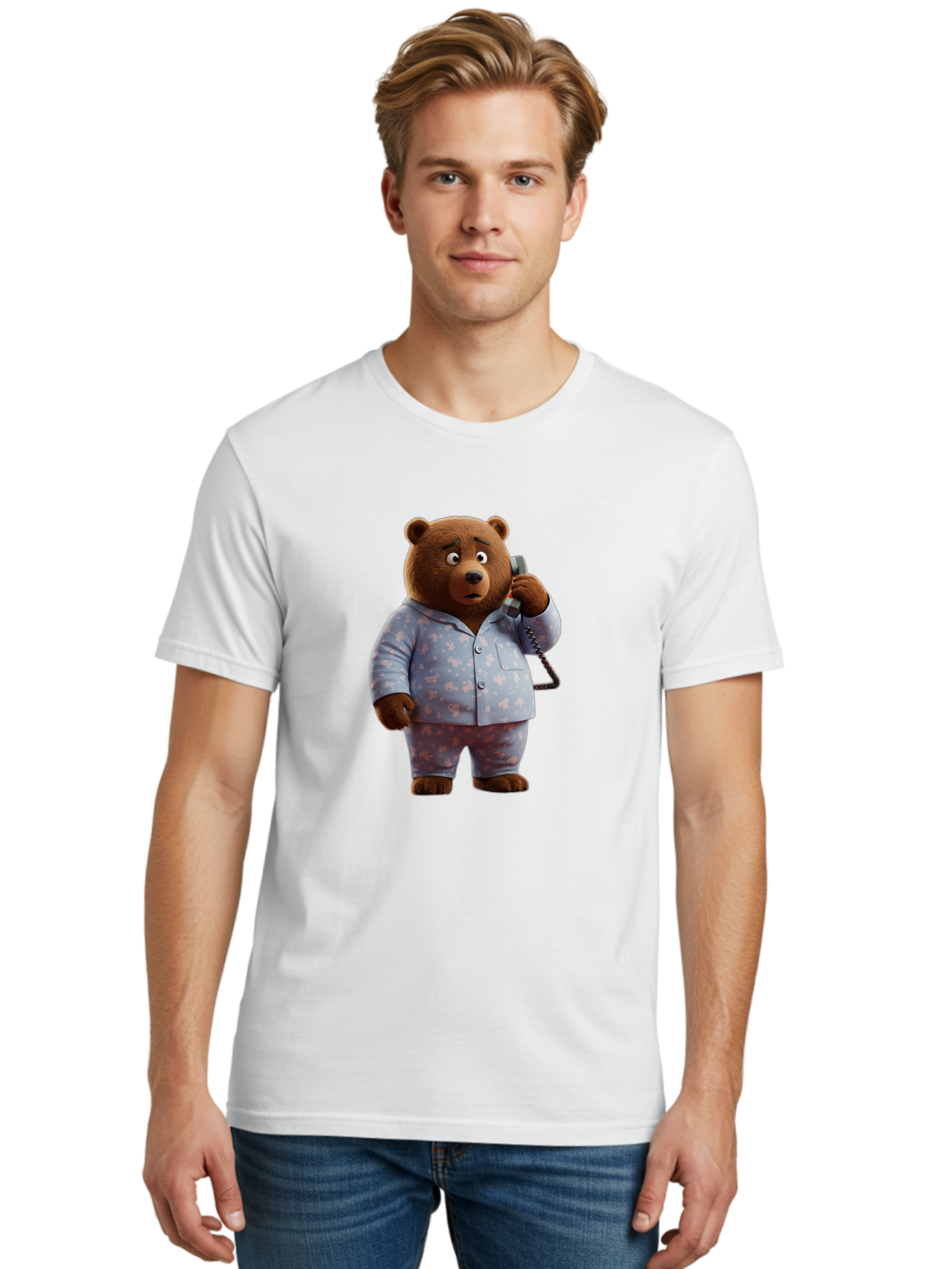 Bear-On-Phone Men'S Graphic Tee, 100% Cotton, Comfortable Casual Summer Wear, Machine Washable, Vintage Camera, Old Camera, Antique Camera, Black Camera, Classic Photography, Photography Equipment, Nostalgic Device, Film Camera, Camera Art Bah586