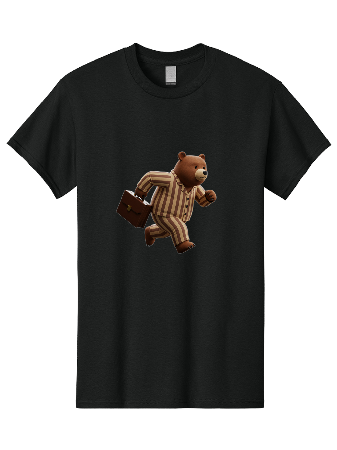 Bear-Running-With-Briefcase Men'S Graphic Tee, 100% Cotton, Comfortable Casual Summer Wear, Machine Washable, Vintage Camera, Old Camera, Antique Camera, Black Camera, Classic Photography, Photography Equipment, Nostalgic Device, Film Camera, Bah587