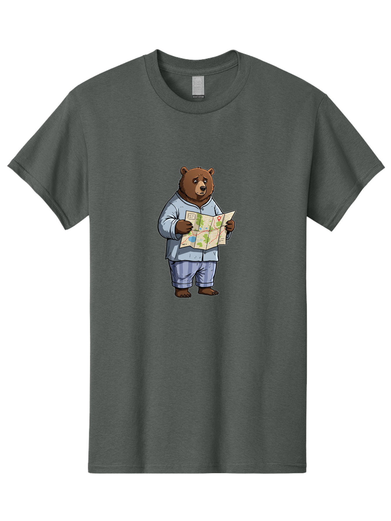 Bear-With-Map Men'S Graphic Tee, 100% Cotton, Comfortable Casual Summer Wear, Machine Washable, Vintage Camera, Old Camera, Antique Camera, Black Camera, Classic Photography, Photography Equipment, Nostalgic Device, Film Camera, Camera Art Bah590