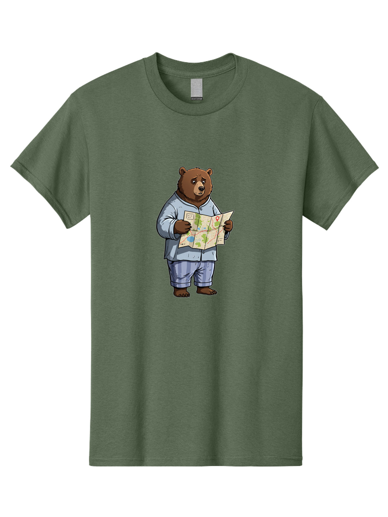 Bear-With-Map Men'S Graphic Tee, 100% Cotton, Comfortable Casual Summer Wear, Machine Washable, Vintage Camera, Old Camera, Antique Camera, Black Camera, Classic Photography, Photography Equipment, Nostalgic Device, Film Camera, Camera Art Bah590