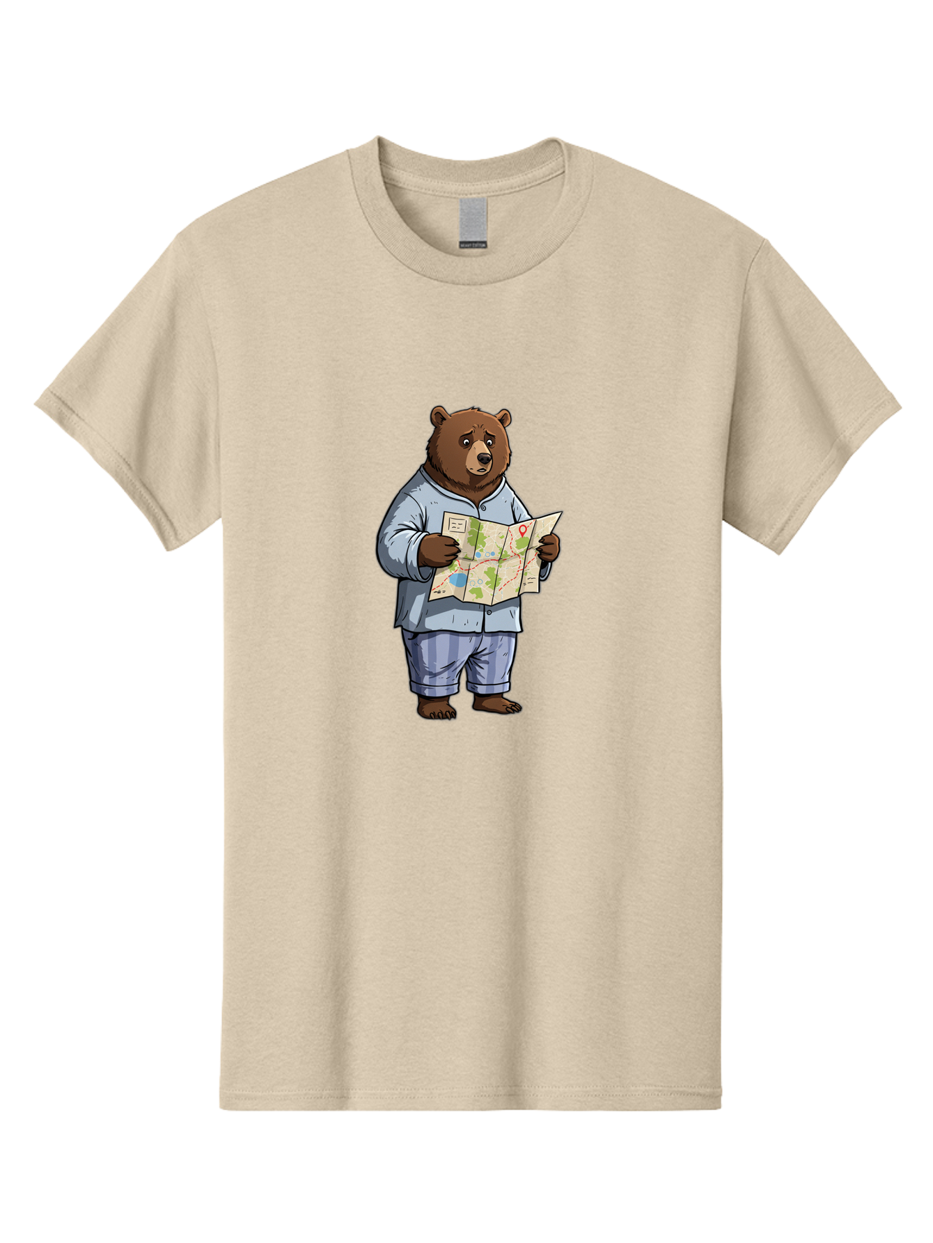 Bear-With-Map Men'S Graphic Tee, 100% Cotton, Comfortable Casual Summer Wear, Machine Washable, Vintage Camera, Old Camera, Antique Camera, Black Camera, Classic Photography, Photography Equipment, Nostalgic Device, Film Camera, Camera Art Bah590