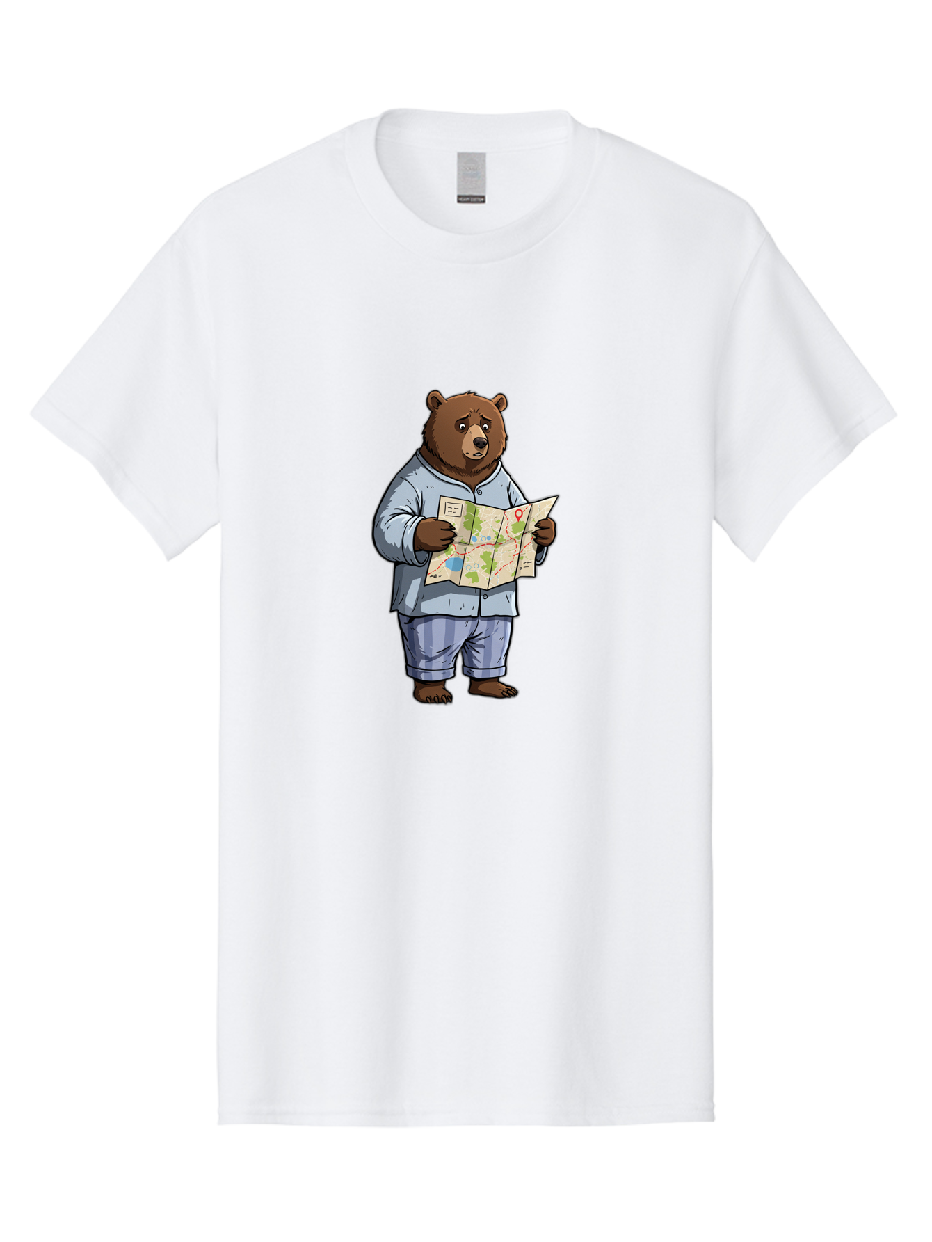 Bear-With-Map Men'S Graphic Tee, 100% Cotton, Comfortable Casual Summer Wear, Machine Washable, Vintage Camera, Old Camera, Antique Camera, Black Camera, Classic Photography, Photography Equipment, Nostalgic Device, Film Camera, Camera Art Bah590