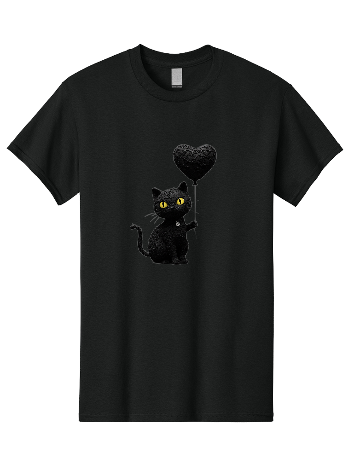 Black-Cat-With-Heart-Balloon Men'S Graphic Tee, 100% Cotton, Comfortable Casual Summer Wear, Machine Washable, Vintage Camera, Old Camera, Antique Camera, Black Camera, Classic Photography, Photography Equipment, Nostalgic Device, Film Camera, Bah593