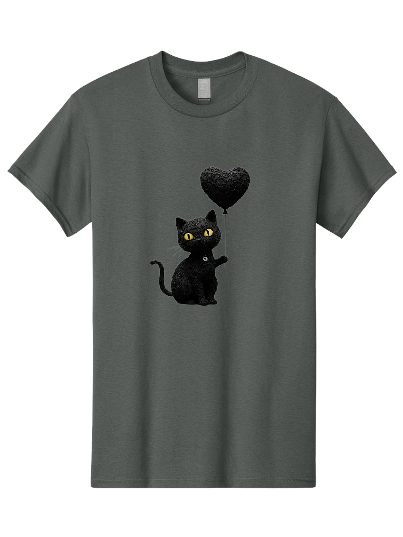 Black-Cat-With-Heart-Balloon Men'S Graphic Tee, 100% Cotton, Comfortable Casual Summer Wear, Machine Washable, Vintage Camera, Old Camera, Antique Camera, Black Camera, Classic Photography, Photography Equipment, Nostalgic Device, Film Camera, Bah593