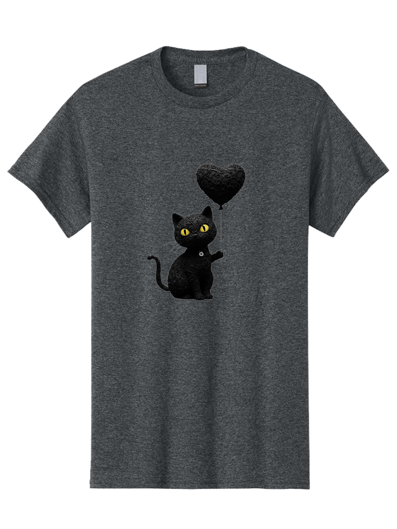 Black-Cat-With-Heart-Balloon Men'S Graphic Tee, 100% Cotton, Comfortable Casual Summer Wear, Machine Washable, Vintage Camera, Old Camera, Antique Camera, Black Camera, Classic Photography, Photography Equipment, Nostalgic Device, Film Camera, Bah593