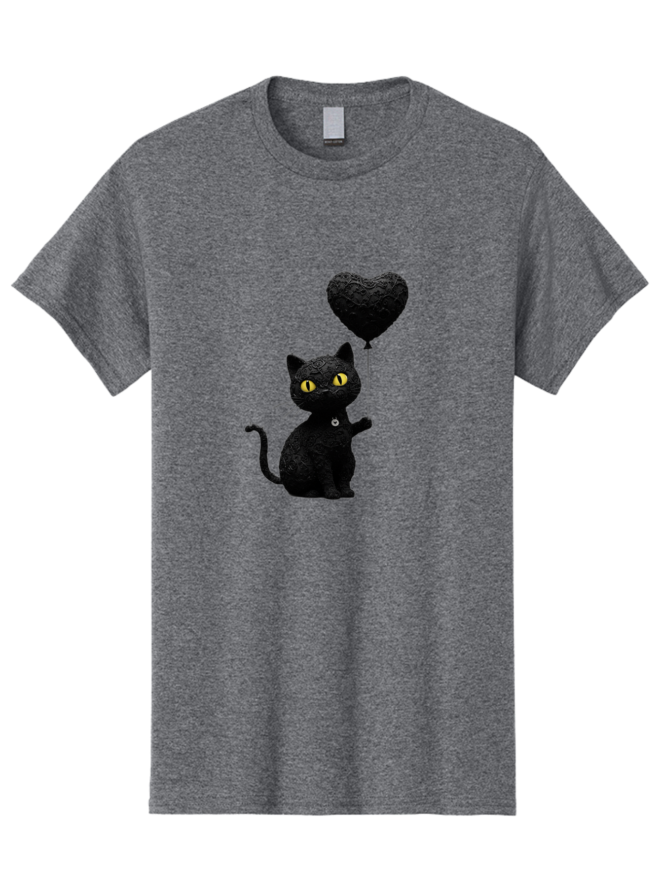 Black-Cat-With-Heart-Balloon Men'S Graphic Tee, 100% Cotton, Comfortable Casual Summer Wear, Machine Washable, Vintage Camera, Old Camera, Antique Camera, Black Camera, Classic Photography, Photography Equipment, Nostalgic Device, Film Camera, Bah593