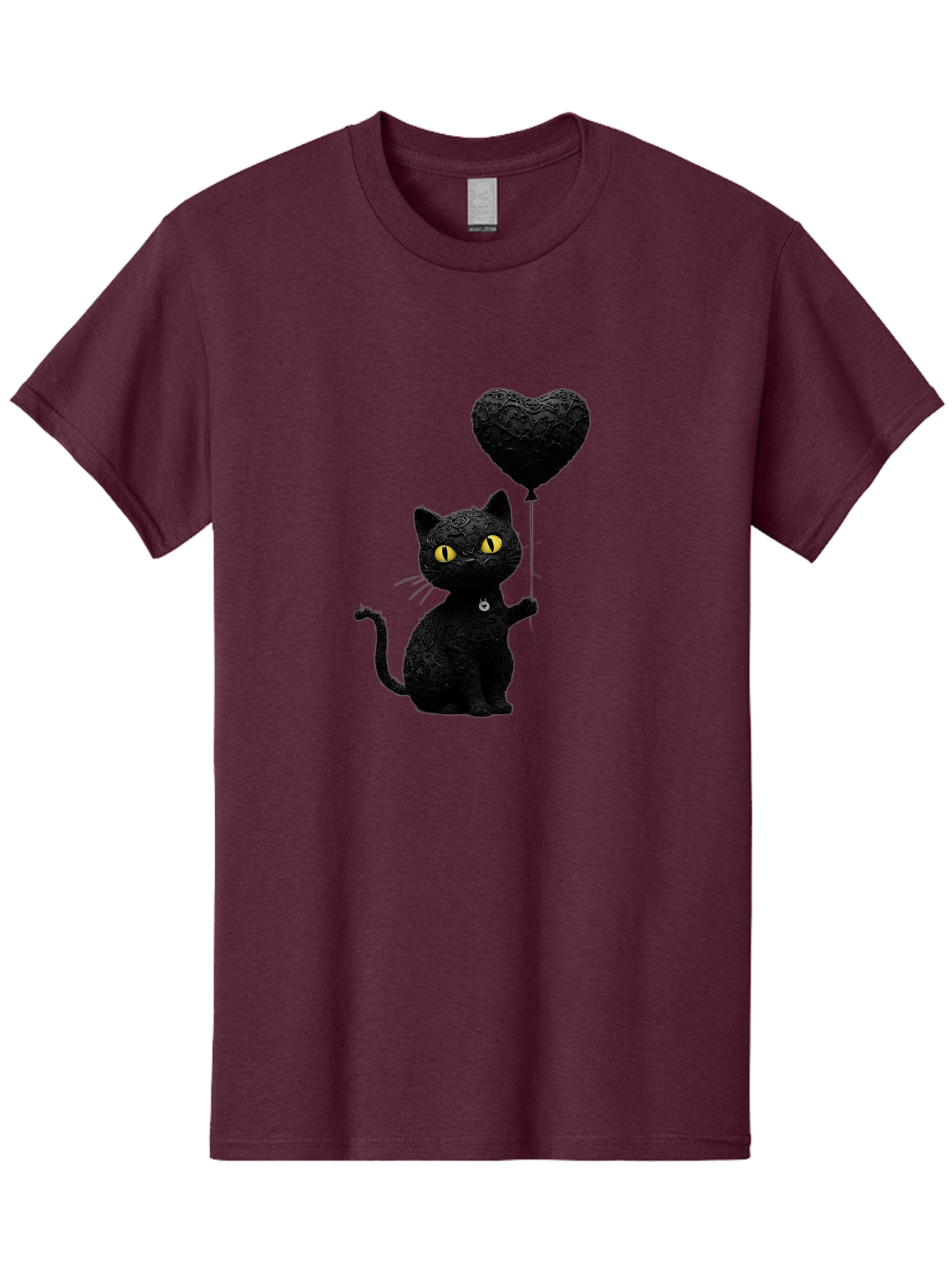 Black-Cat-With-Heart-Balloon Men'S Graphic Tee, 100% Cotton, Comfortable Casual Summer Wear, Machine Washable, Vintage Camera, Old Camera, Antique Camera, Black Camera, Classic Photography, Photography Equipment, Nostalgic Device, Film Camera, Bah593