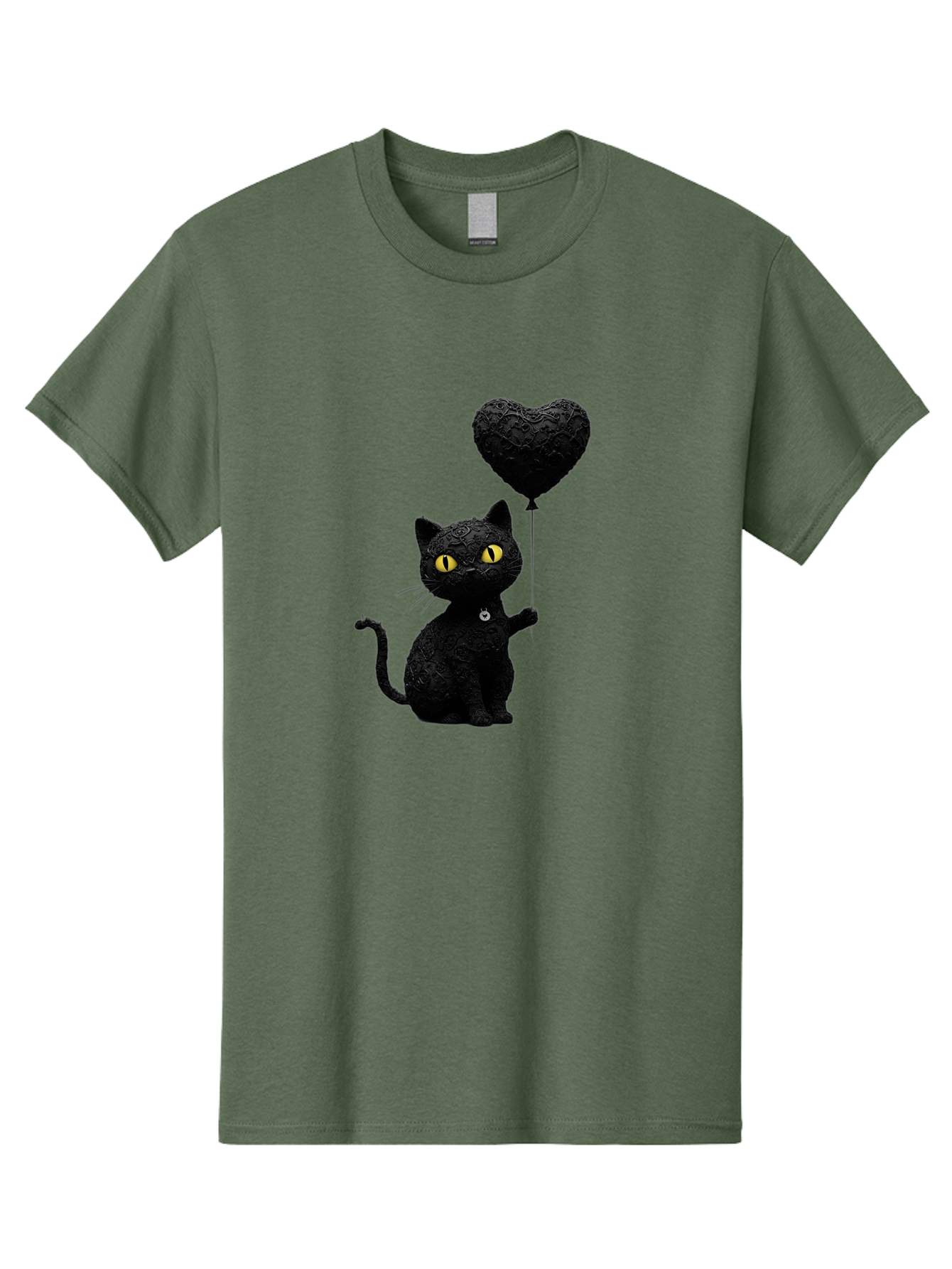 Black-Cat-With-Heart-Balloon Men'S Graphic Tee, 100% Cotton, Comfortable Casual Summer Wear, Machine Washable, Vintage Camera, Old Camera, Antique Camera, Black Camera, Classic Photography, Photography Equipment, Nostalgic Device, Film Camera, Bah593