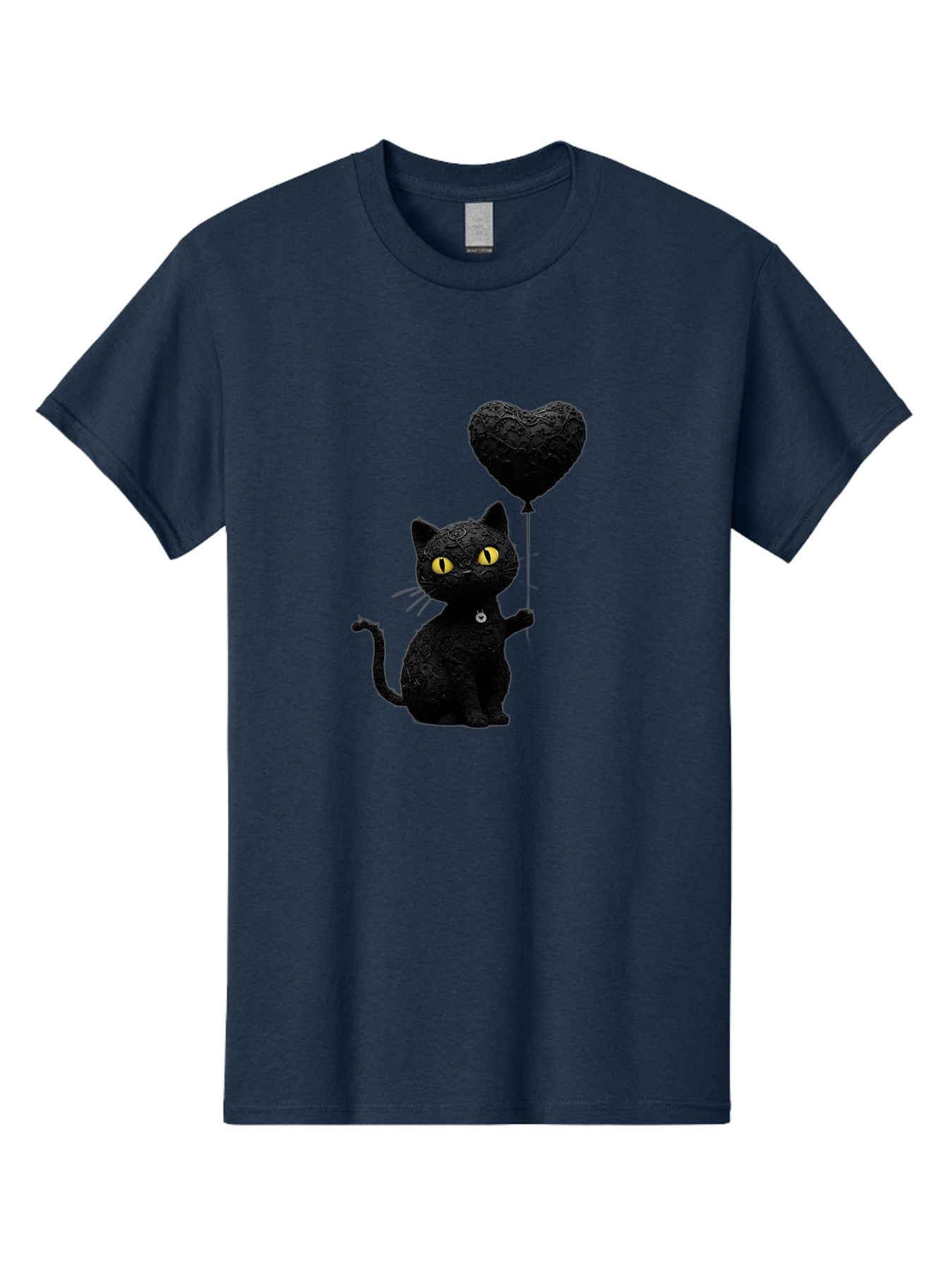 Black-Cat-With-Heart-Balloon Men'S Graphic Tee, 100% Cotton, Comfortable Casual Summer Wear, Machine Washable, Vintage Camera, Old Camera, Antique Camera, Black Camera, Classic Photography, Photography Equipment, Nostalgic Device, Film Camera, Bah593