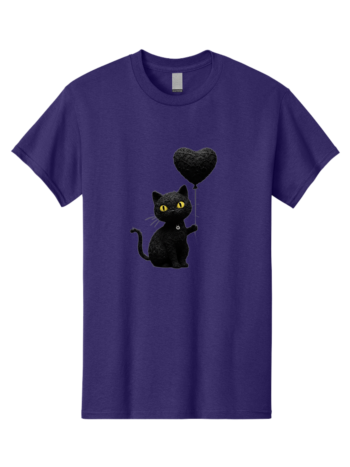 Black-Cat-With-Heart-Balloon Men'S Graphic Tee, 100% Cotton, Comfortable Casual Summer Wear, Machine Washable, Vintage Camera, Old Camera, Antique Camera, Black Camera, Classic Photography, Photography Equipment, Nostalgic Device, Film Camera, Bah593