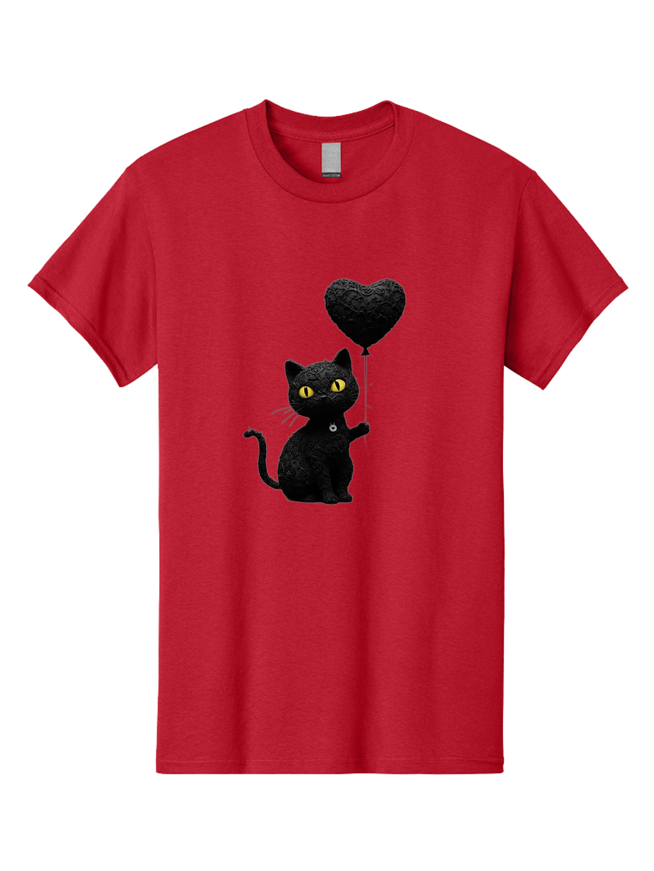 Black-Cat-With-Heart-Balloon Men'S Graphic Tee, 100% Cotton, Comfortable Casual Summer Wear, Machine Washable, Vintage Camera, Old Camera, Antique Camera, Black Camera, Classic Photography, Photography Equipment, Nostalgic Device, Film Camera, Bah593