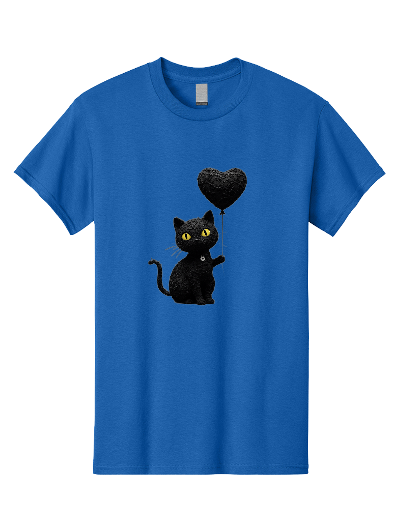 Black-Cat-With-Heart-Balloon Men'S Graphic Tee, 100% Cotton, Comfortable Casual Summer Wear, Machine Washable, Vintage Camera, Old Camera, Antique Camera, Black Camera, Classic Photography, Photography Equipment, Nostalgic Device, Film Camera, Bah593