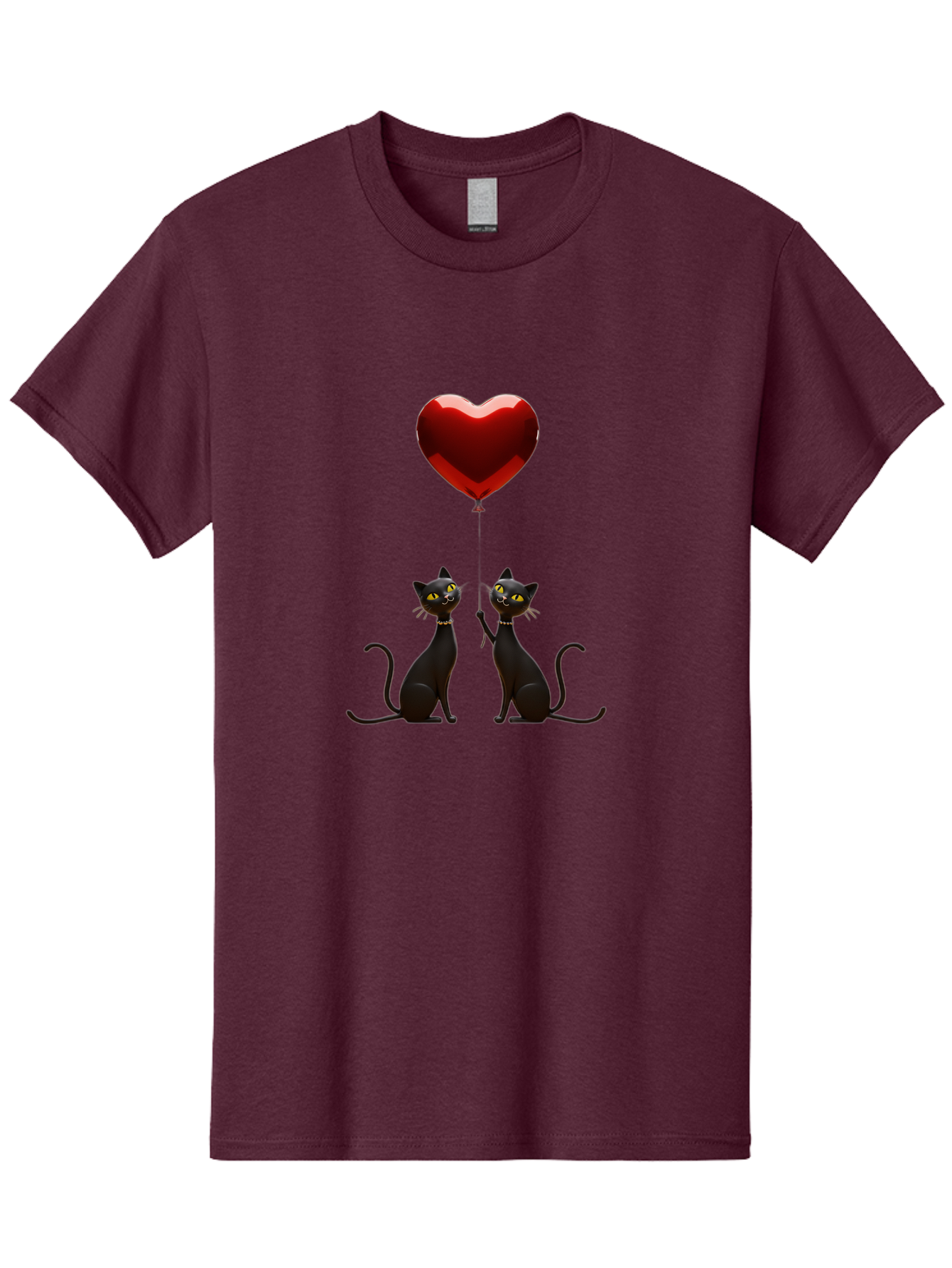 Black-Cats-And-Heart-Balloon Men'S Graphic Tee, 100% Cotton, Comfortable Casual Summer Wear, Machine Washable, Vintage Camera, Old Camera, Antique Camera, Black Camera, Classic Photography, Photography Equipment, Nostalgic Device, Film Camera, Bah594