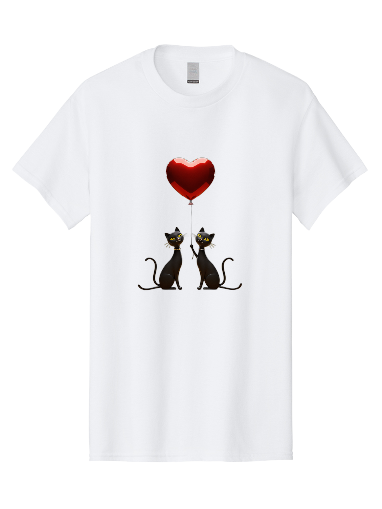 Black-Cats-And-Heart-Balloon Men'S Graphic Tee, 100% Cotton, Comfortable Casual Summer Wear, Machine Washable, Vintage Camera, Old Camera, Antique Camera, Black Camera, Classic Photography, Photography Equipment, Nostalgic Device, Film Camera, Bah594