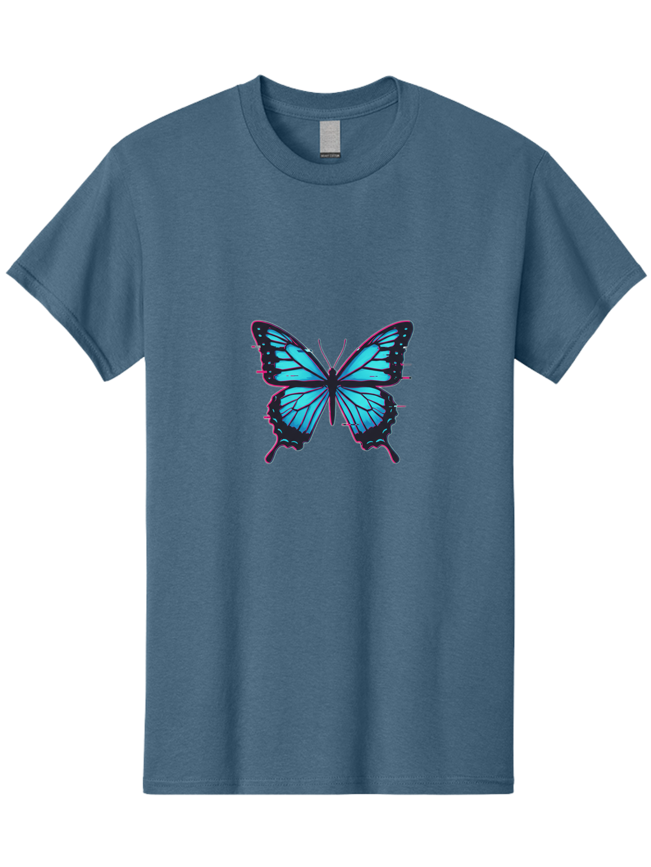 Blue-Butterfly-1 Men'S Graphic Tee, 100% Cotton, Comfortable Casual Summer Wear, Machine Washable, Vintage Camera, Old Camera, Antique Camera, Black Camera, Classic Photography, Photography Equipment, Nostalgic Device, Film Camera, Camera Art Bah596