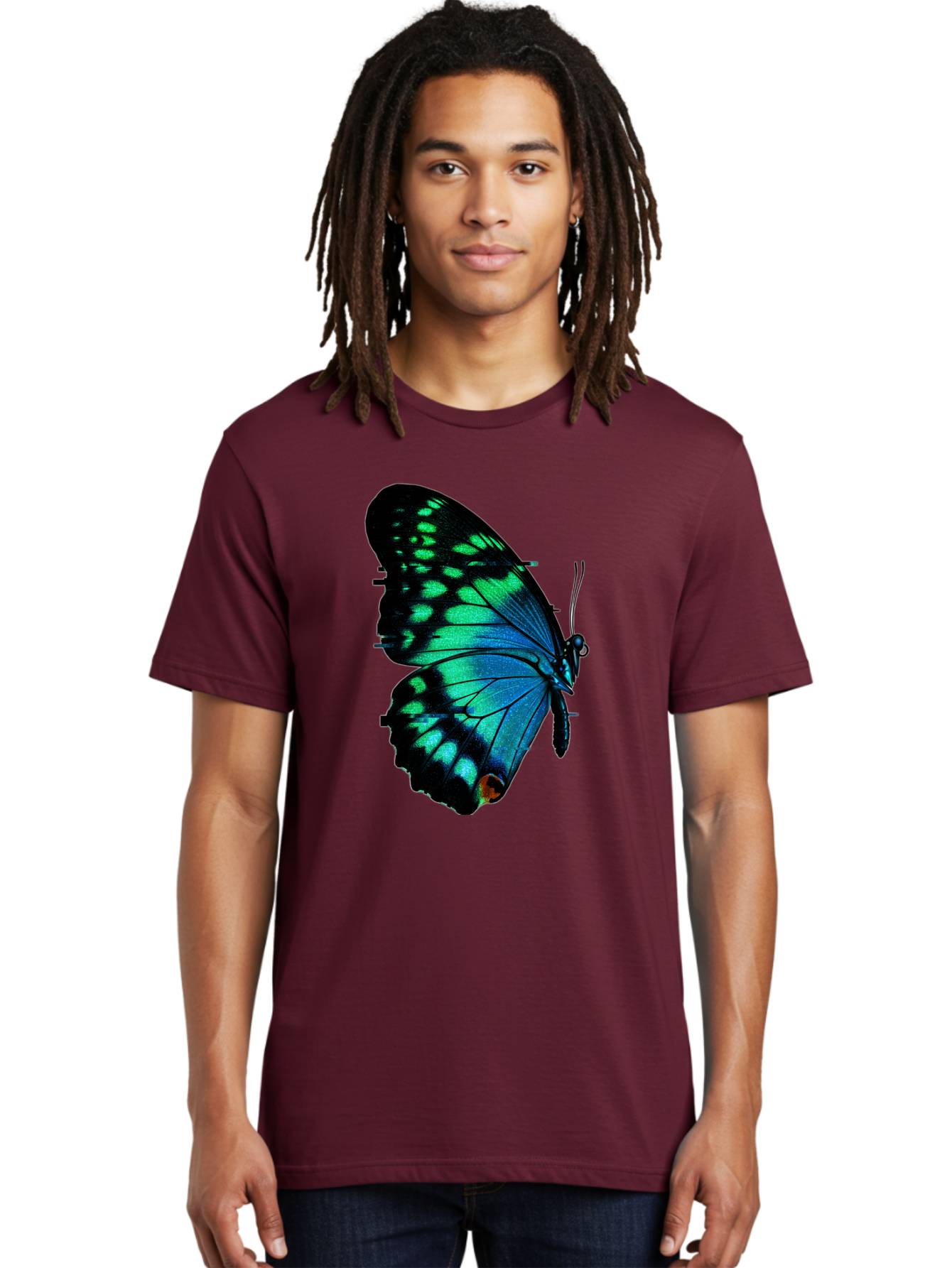 Blue-Butterfly-2 Men'S Graphic Tee, 100% Cotton, Comfortable Casual Summer Wear, Machine Washable, Vintage Camera, Old Camera, Antique Camera, Black Camera, Classic Photography, Photography Equipment, Nostalgic Device, Film Camera, Camera Art Bah597