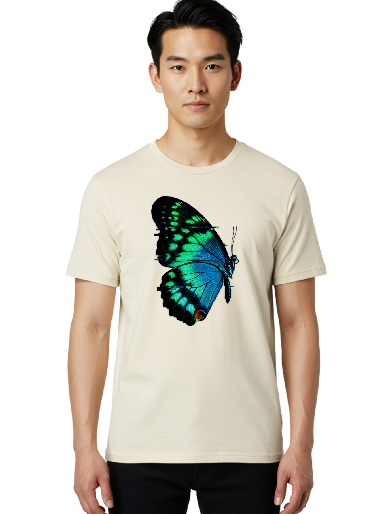 Blue-Butterfly-2 Men'S Graphic Tee, 100% Cotton, Comfortable Casual Summer Wear, Machine Washable, Vintage Camera, Old Camera, Antique Camera, Black Camera, Classic Photography, Photography Equipment, Nostalgic Device, Film Camera, Camera Art Bah597