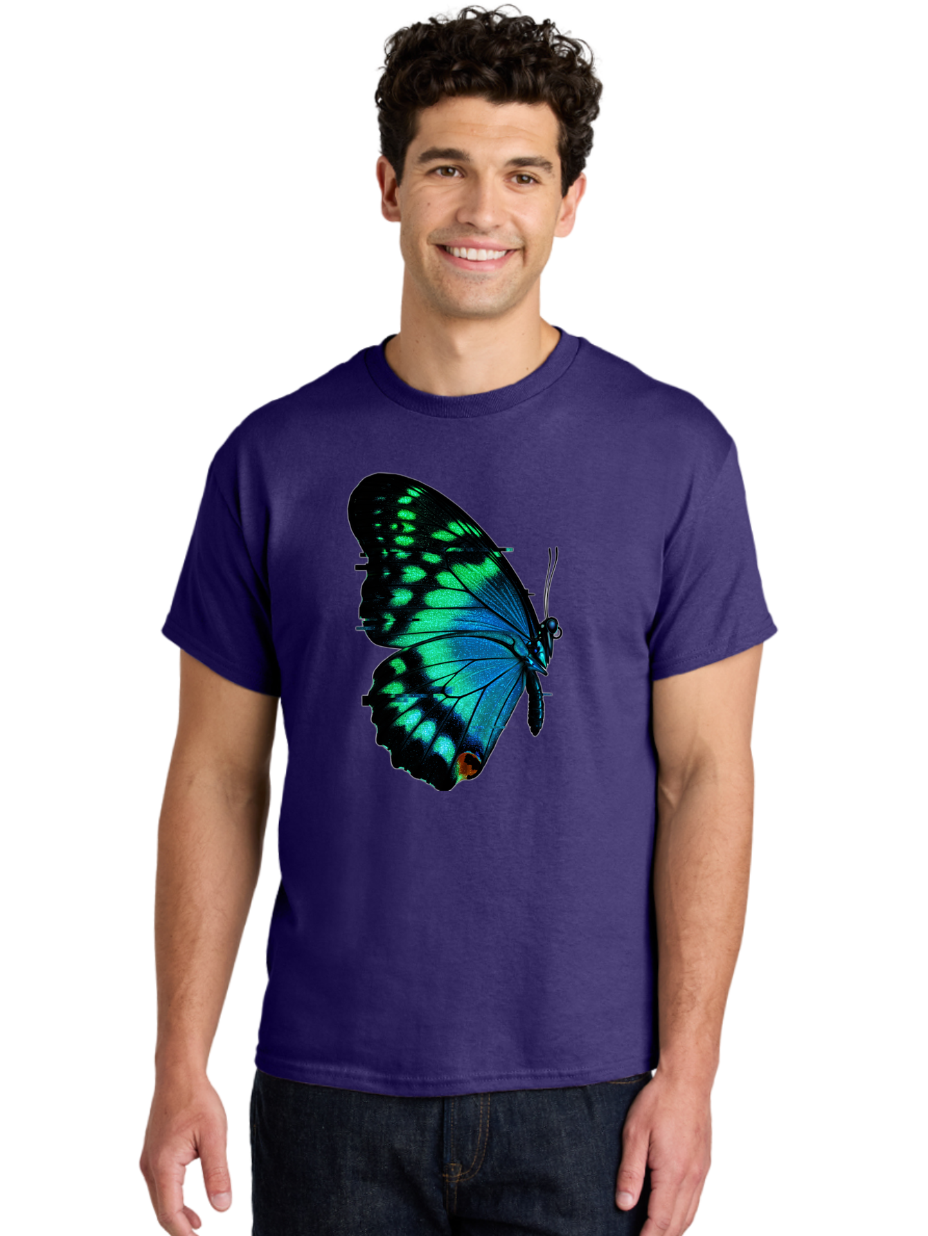 Blue-Butterfly-2 Men'S Graphic Tee, 100% Cotton, Comfortable Casual Summer Wear, Machine Washable, Vintage Camera, Old Camera, Antique Camera, Black Camera, Classic Photography, Photography Equipment, Nostalgic Device, Film Camera, Camera Art Bah597