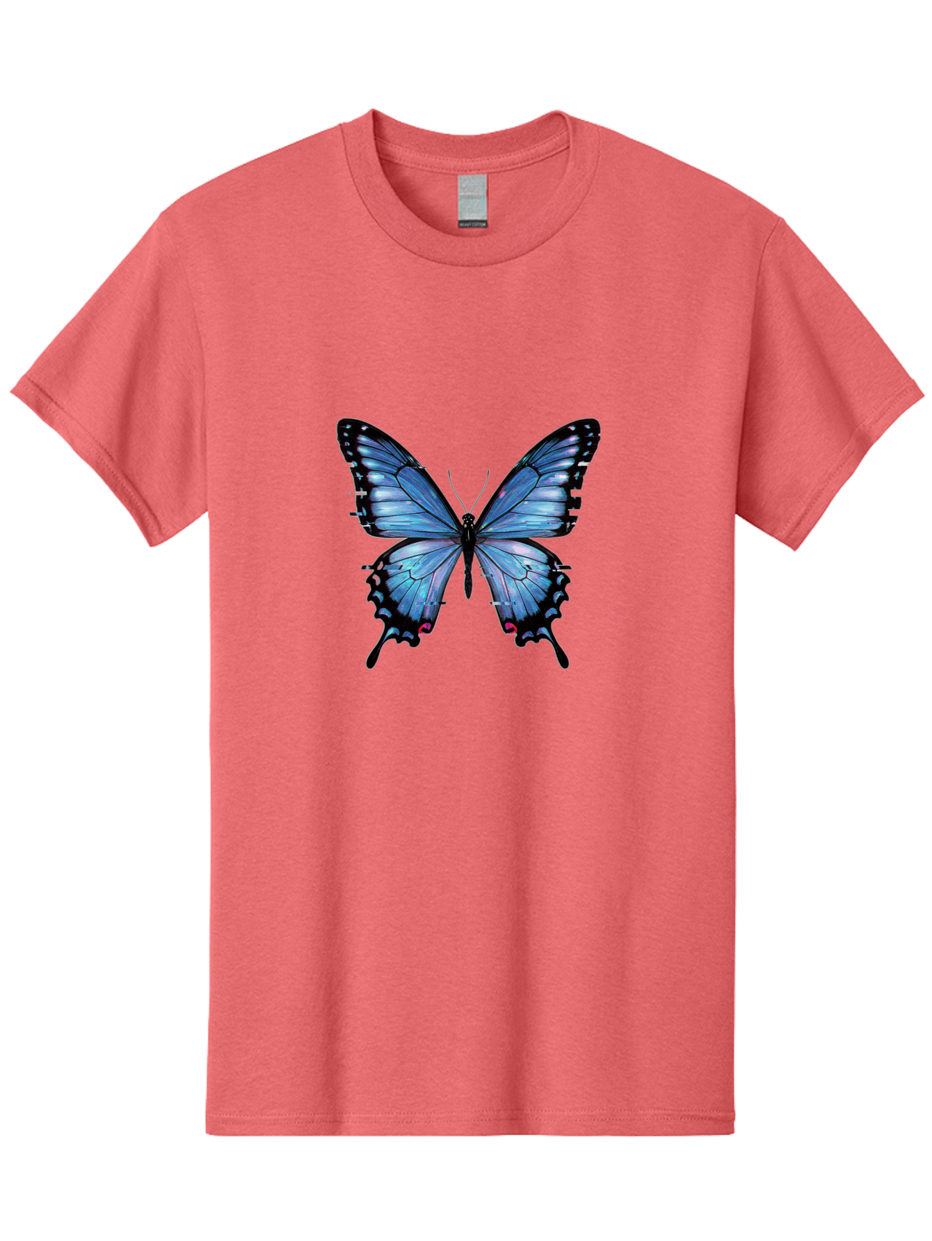 Blue-Butterfly-3 Men'S Graphic Tee, 100% Cotton, Comfortable Casual Summer Wear, Machine Washable, Vintage Camera, Old Camera, Antique Camera, Black Camera, Classic Photography, Photography Equipment, Nostalgic Device, Film Camera, Camera Art Bah598