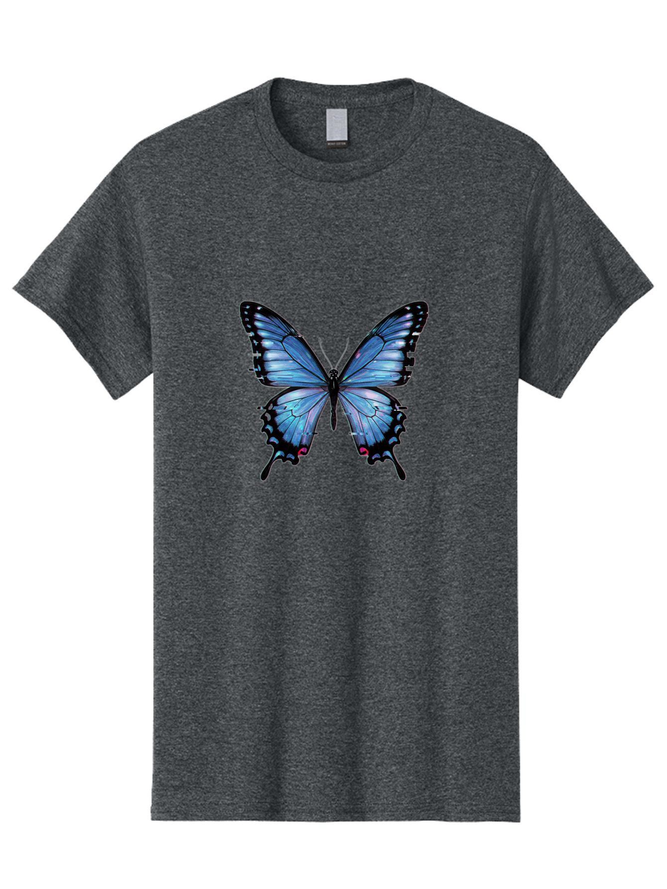 Blue-Butterfly-3 Men'S Graphic Tee, 100% Cotton, Comfortable Casual Summer Wear, Machine Washable, Vintage Camera, Old Camera, Antique Camera, Black Camera, Classic Photography, Photography Equipment, Nostalgic Device, Film Camera, Camera Art Bah598