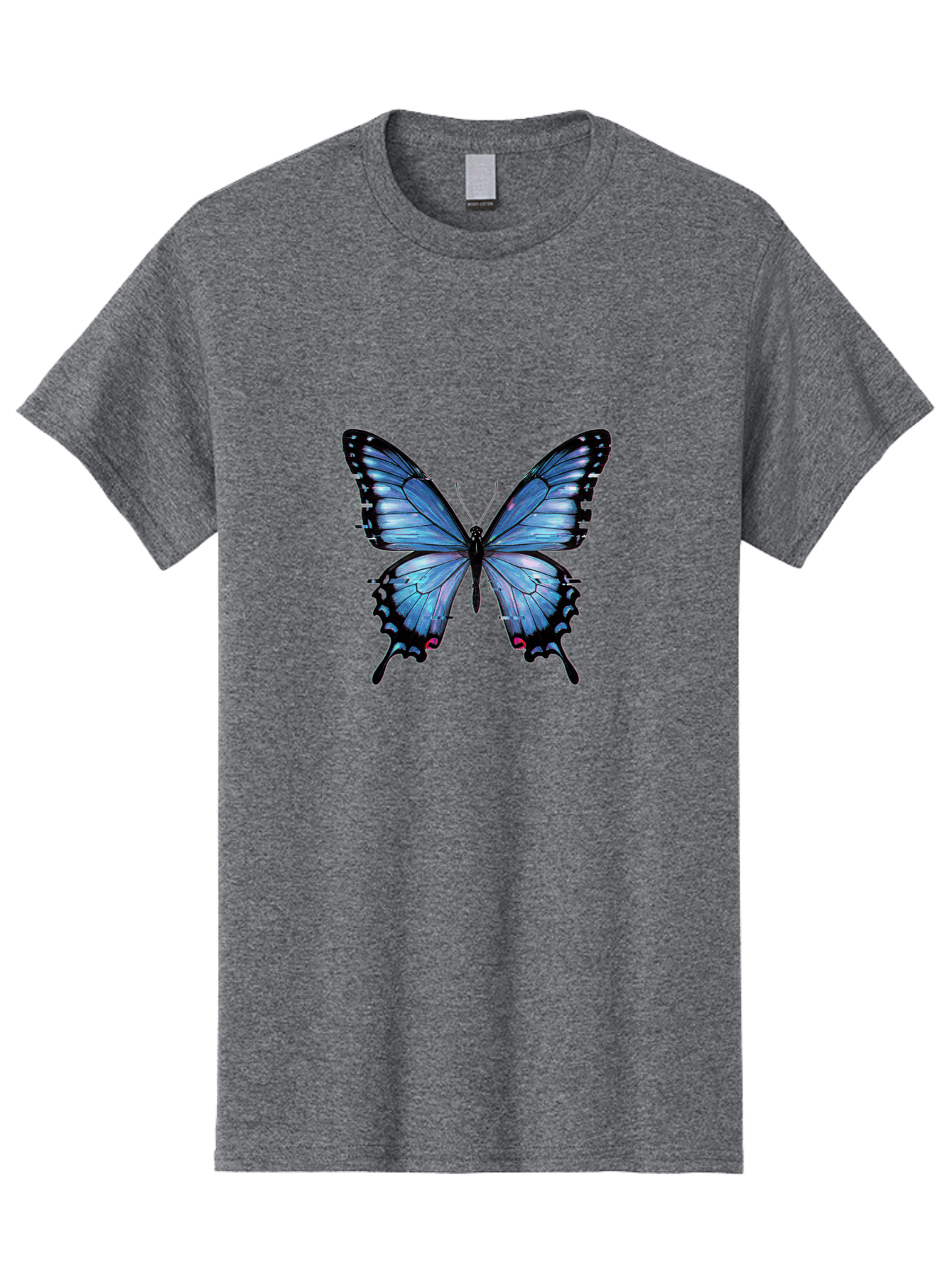 Blue-Butterfly-3 Men'S Graphic Tee, 100% Cotton, Comfortable Casual Summer Wear, Machine Washable, Vintage Camera, Old Camera, Antique Camera, Black Camera, Classic Photography, Photography Equipment, Nostalgic Device, Film Camera, Camera Art Bah598