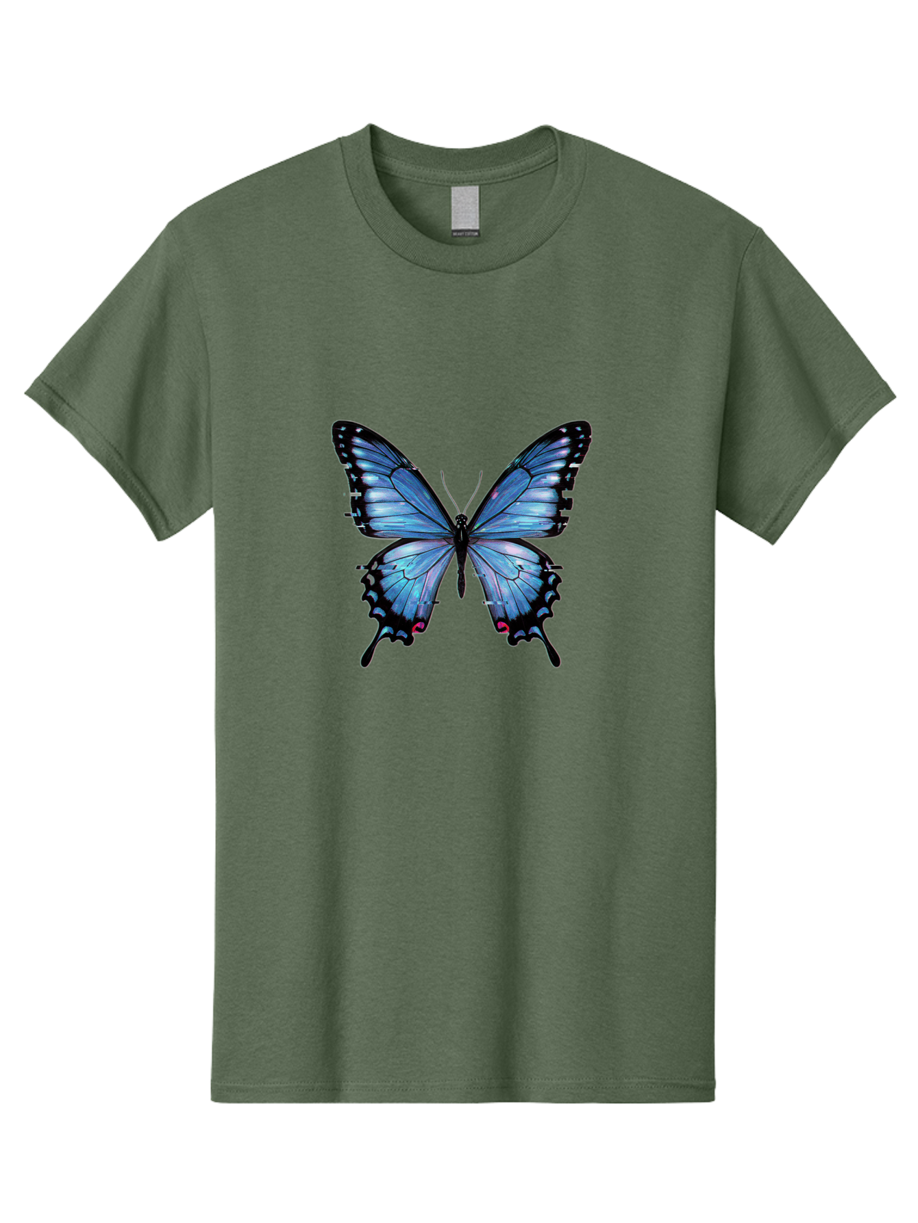 Blue-Butterfly-3 Men'S Graphic Tee, 100% Cotton, Comfortable Casual Summer Wear, Machine Washable, Vintage Camera, Old Camera, Antique Camera, Black Camera, Classic Photography, Photography Equipment, Nostalgic Device, Film Camera, Camera Art Bah598