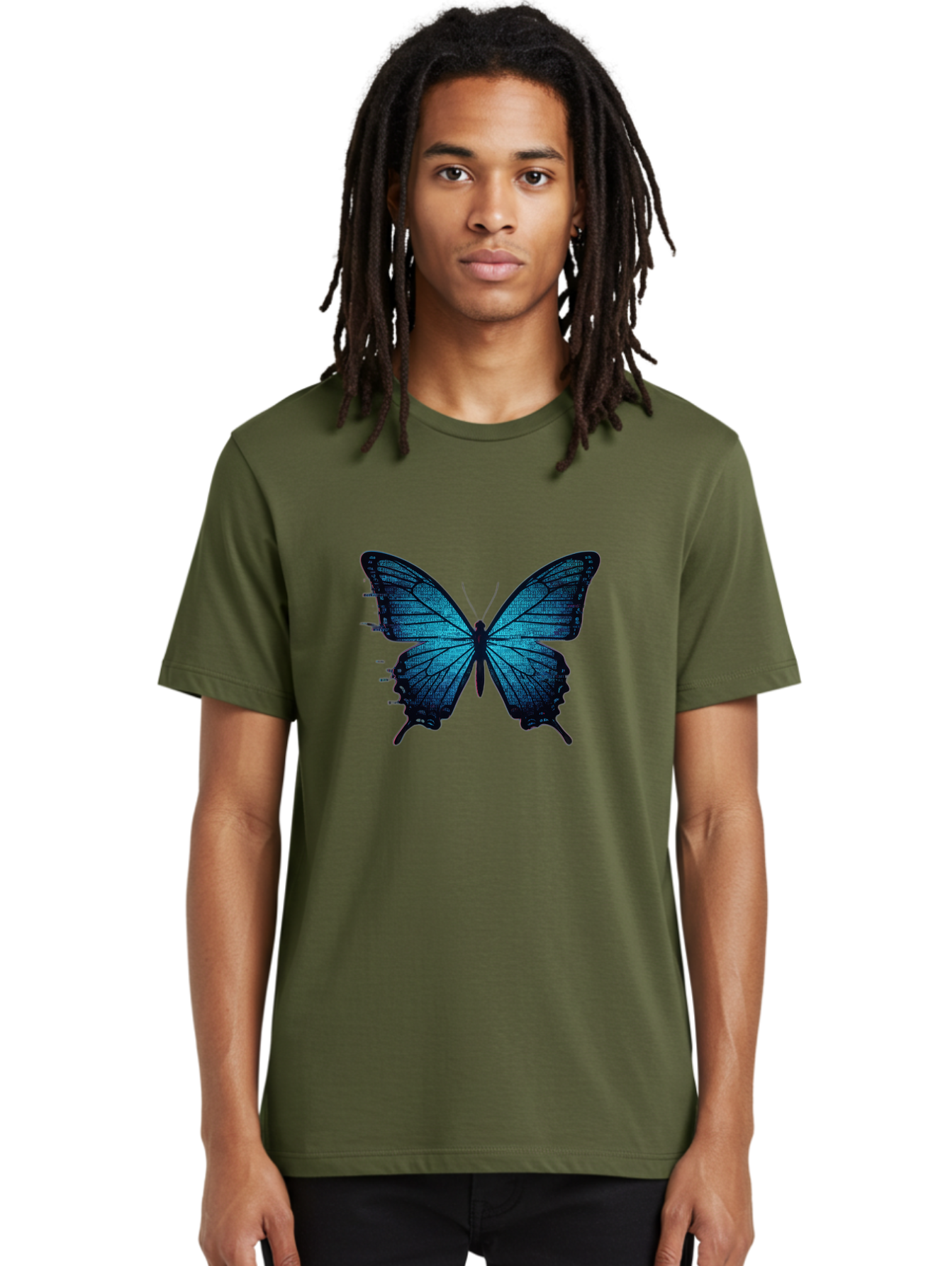 Blue-Butterfly-4 Men'S Graphic Tee, 100% Cotton, Comfortable Casual Summer Wear, Machine Washable, Vintage Camera, Old Camera, Antique Camera, Black Camera, Classic Photography, Photography Equipment, Nostalgic Device, Film Camera, Camera Art Bah599