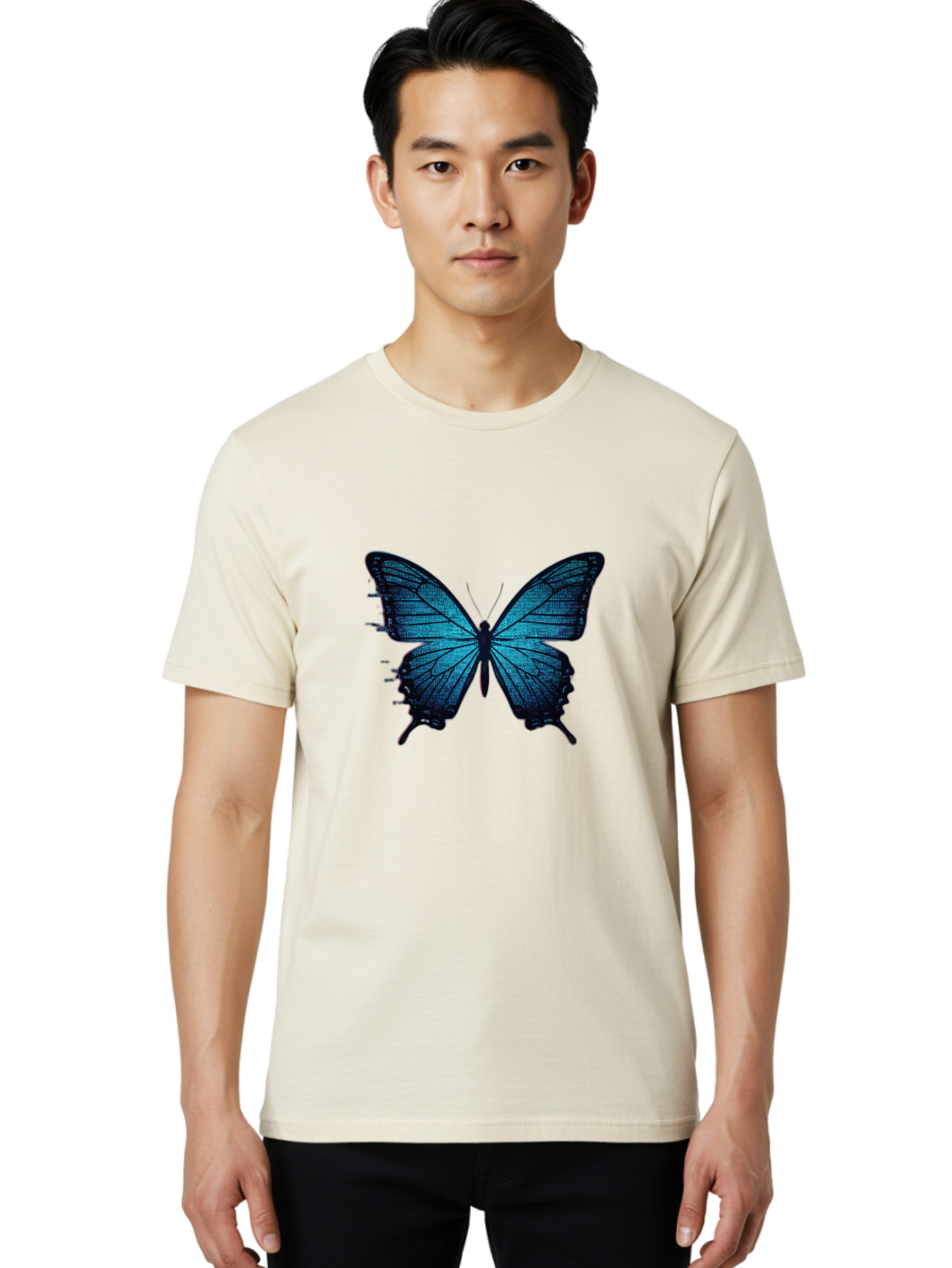Blue-Butterfly-4 Men'S Graphic Tee, 100% Cotton, Comfortable Casual Summer Wear, Machine Washable, Vintage Camera, Old Camera, Antique Camera, Black Camera, Classic Photography, Photography Equipment, Nostalgic Device, Film Camera, Camera Art Bah599