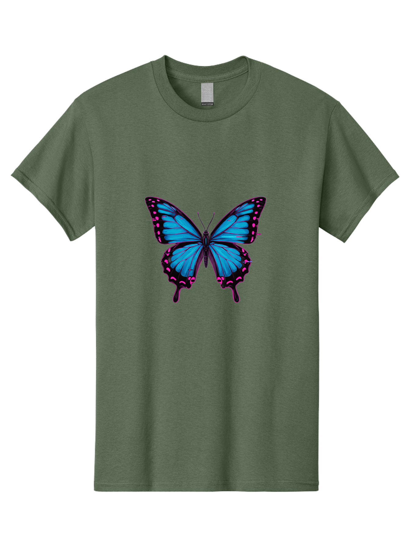 Blue-Butterfly Men'S Graphic Tee, 100% Cotton, Comfortable Casual Summer Wear, Machine Washable, Vintage Camera, Old Camera, Antique Camera, Black Camera, Classic Photography, Photography Equipment, Nostalgic Device, Film Camera, Camera Art Bah600