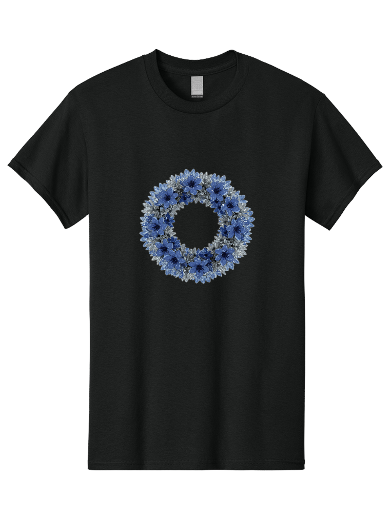Blue-Flower-Wreath Men'S Graphic Tee, 100% Cotton, Comfortable Casual Summer Wear, Machine Washable, Vintage Camera, Old Camera, Antique Camera, Black Camera, Classic Photography, Photography Equipment, Nostalgic Device, Film Camera, Bah601