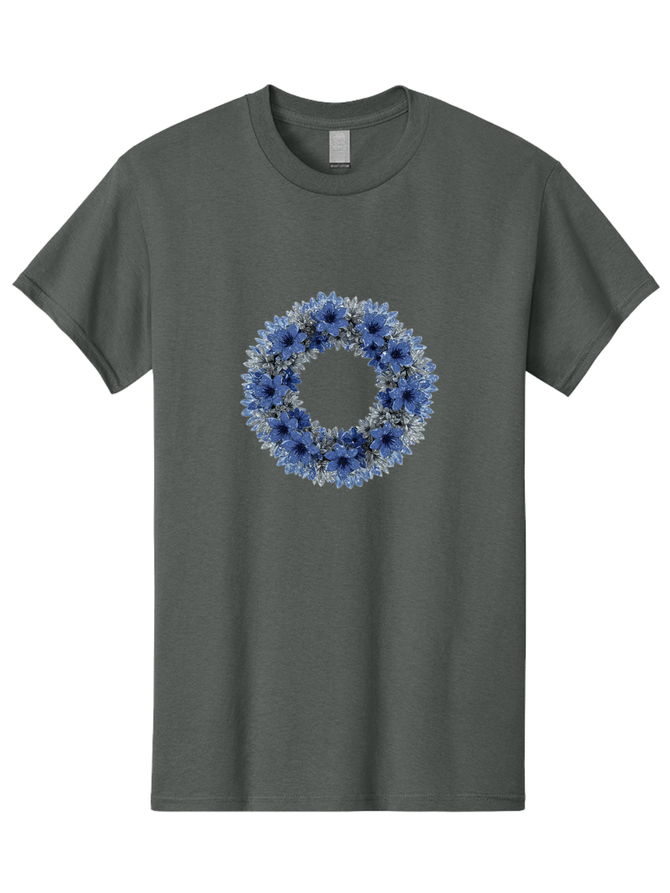 Blue-Flower-Wreath Men'S Graphic Tee, 100% Cotton, Comfortable Casual Summer Wear, Machine Washable, Vintage Camera, Old Camera, Antique Camera, Black Camera, Classic Photography, Photography Equipment, Nostalgic Device, Film Camera, Bah601