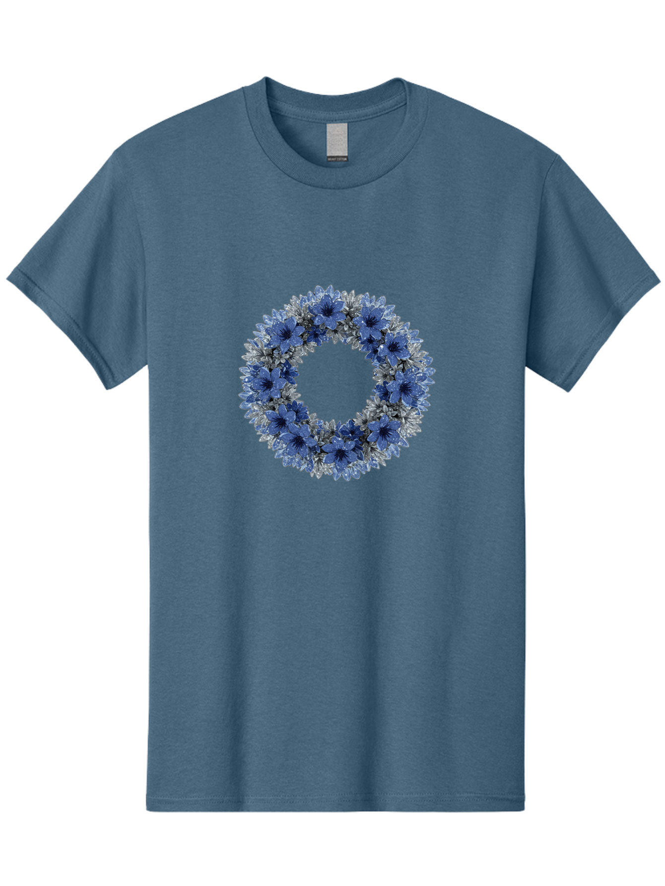 Blue-Flower-Wreath Men'S Graphic Tee, 100% Cotton, Comfortable Casual Summer Wear, Machine Washable, Vintage Camera, Old Camera, Antique Camera, Black Camera, Classic Photography, Photography Equipment, Nostalgic Device, Film Camera, Bah601